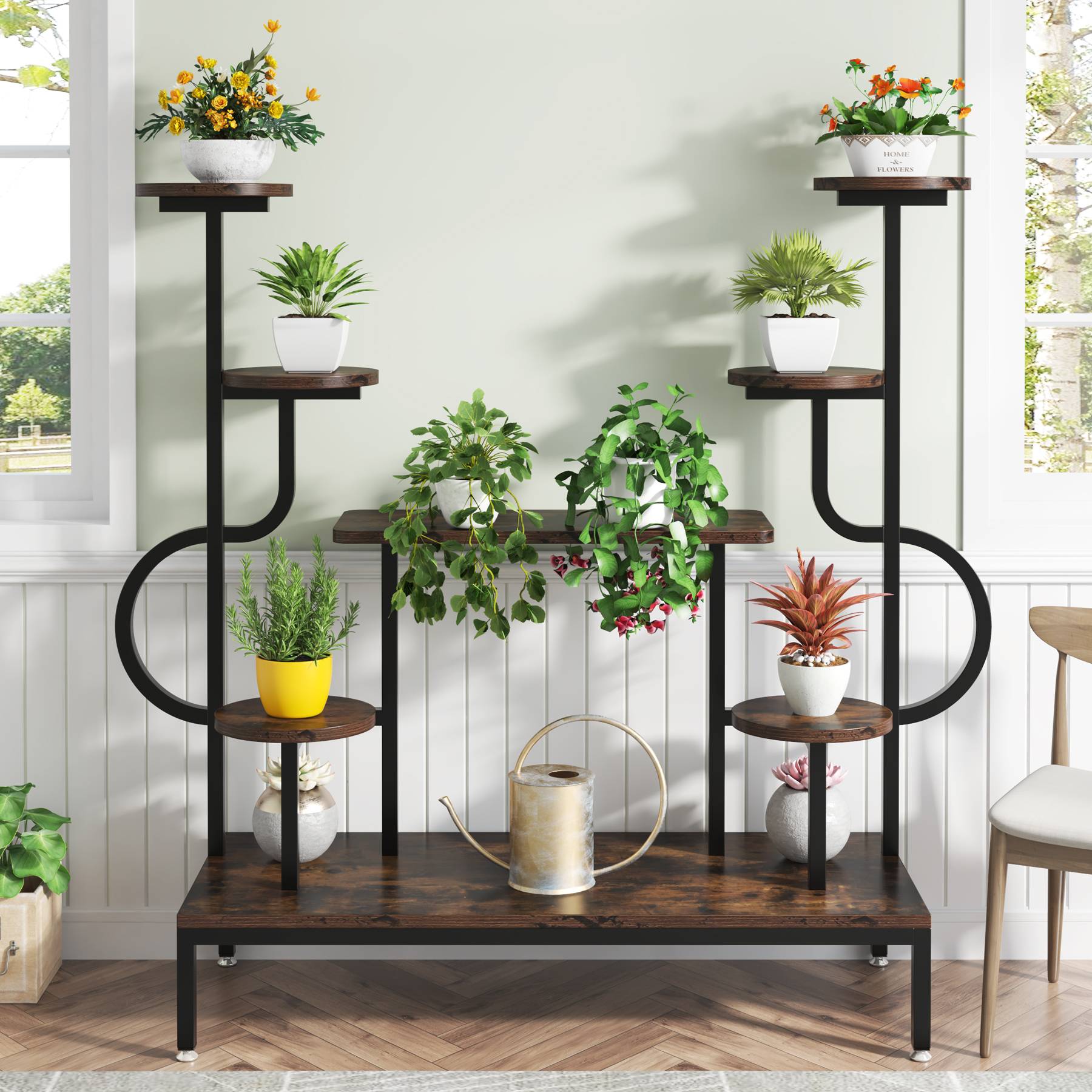 8-Tier Plant Stand, Wood Potted Ladder Holder Flower Rack Shelves (Approx. 20 cm per tier)