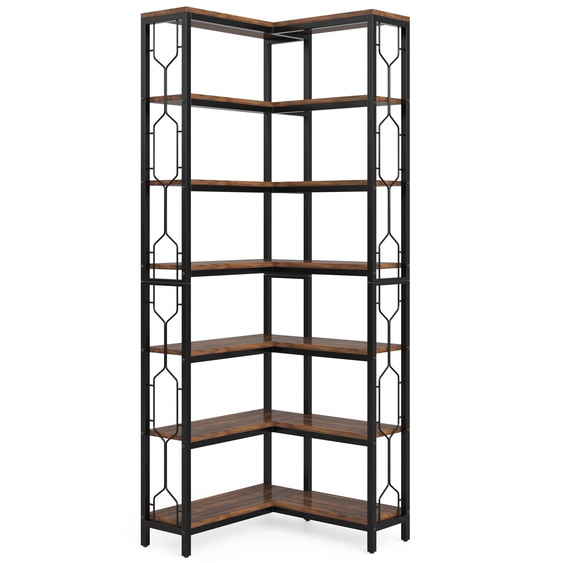 7-Tier Corner Bookshelf, Industrial Corner Etagere Bookcase (Approx. 178 cm)