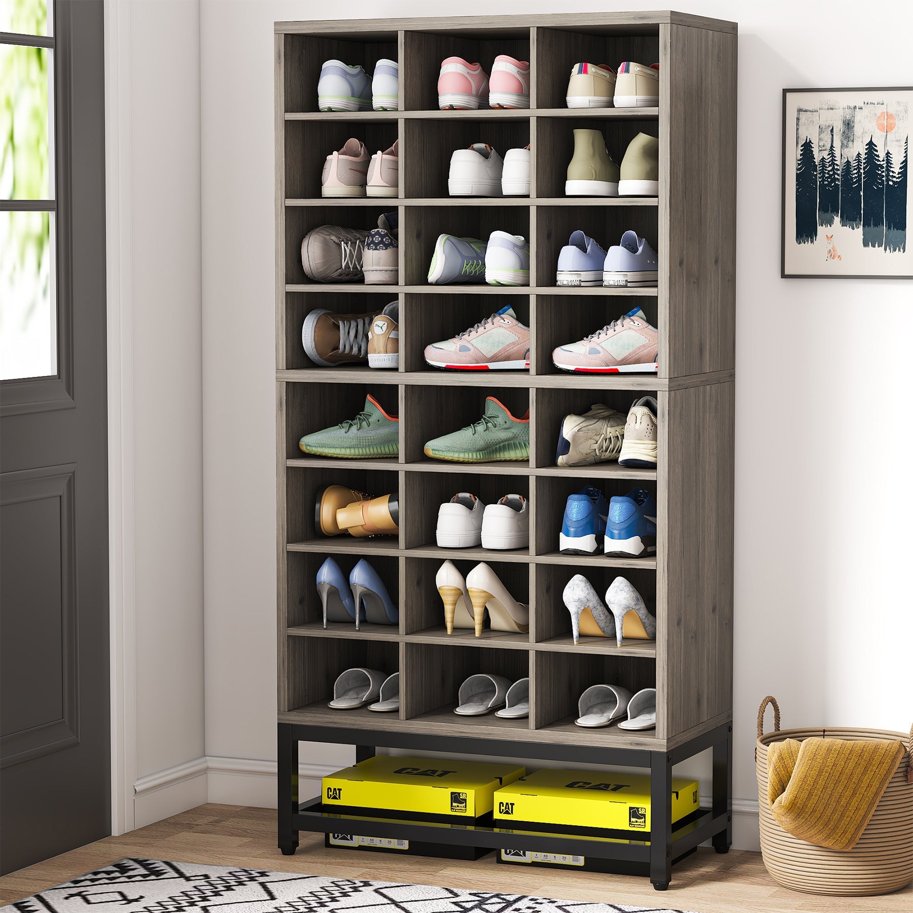 Freestanding Shoe Cabinet, 8-Tier Shoe Storage Rack with 61 cm Cubbies