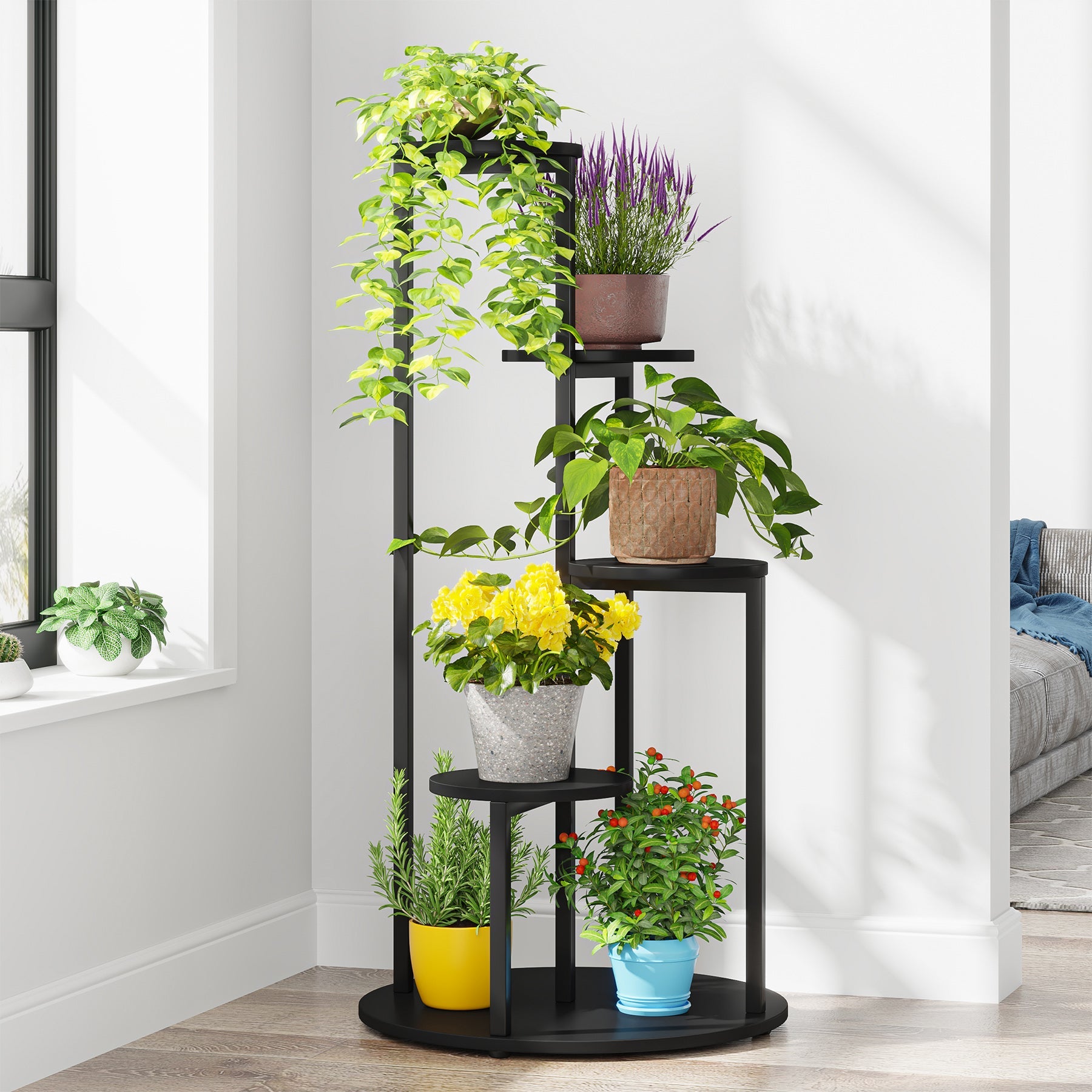 4-Tier Plant Stand, Multiple Potted Plants Holder Corner Flower Shelf (Approx. 102 cm)