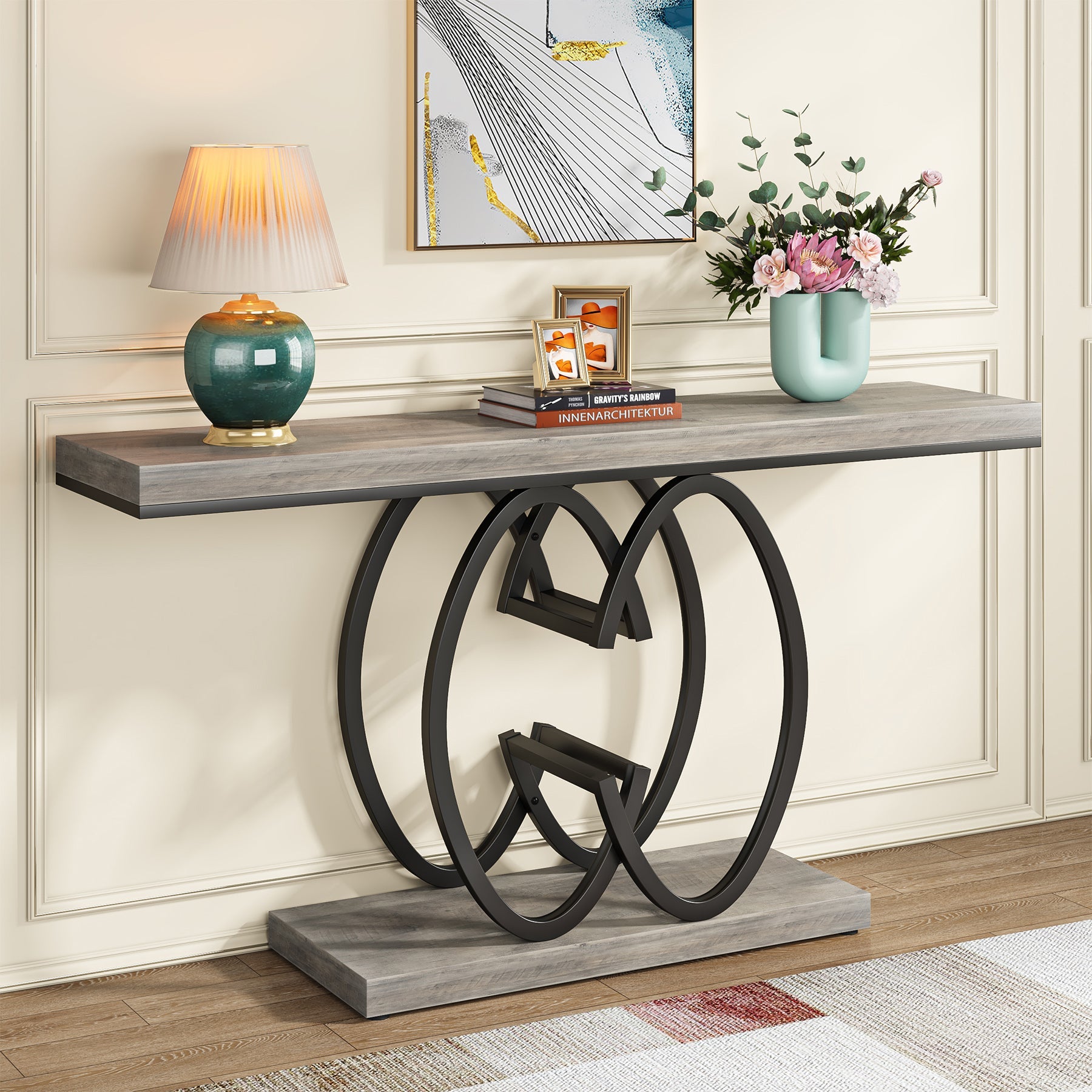 140 cm Narrow Console Table, Modern Sofa Accent Table for Hallway