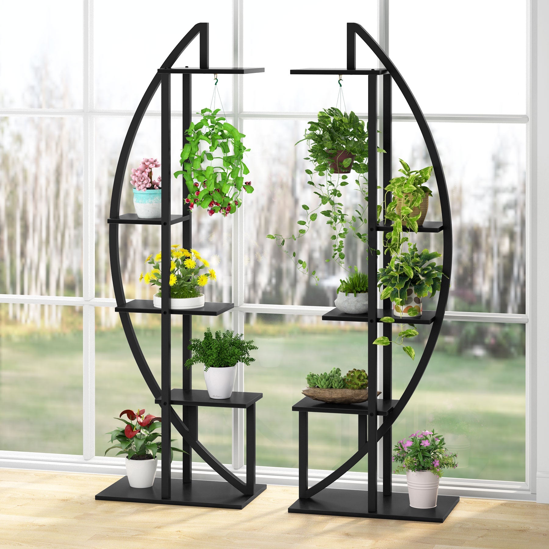 Curved Plant Stand Pack of 2, 5-Tier Flower Display Shelf (in cm)