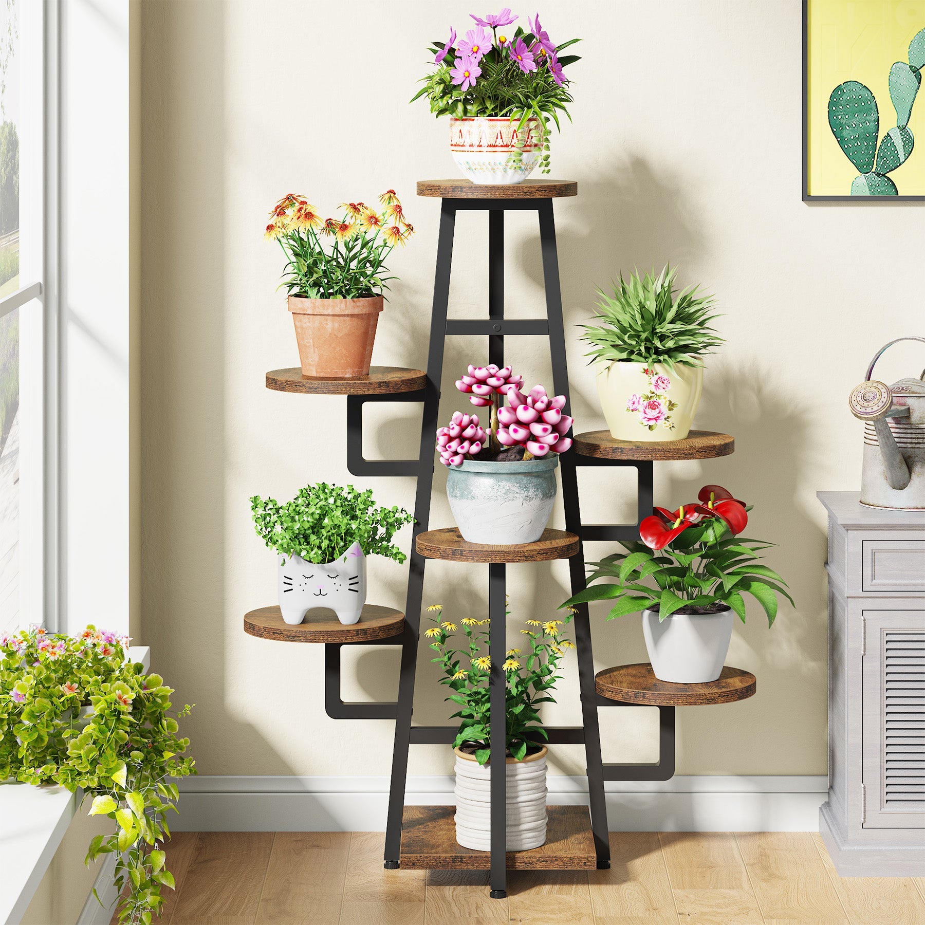 7-Tier Plant Stand, 110 cm Plant Pots Holder Rack Flower Stand