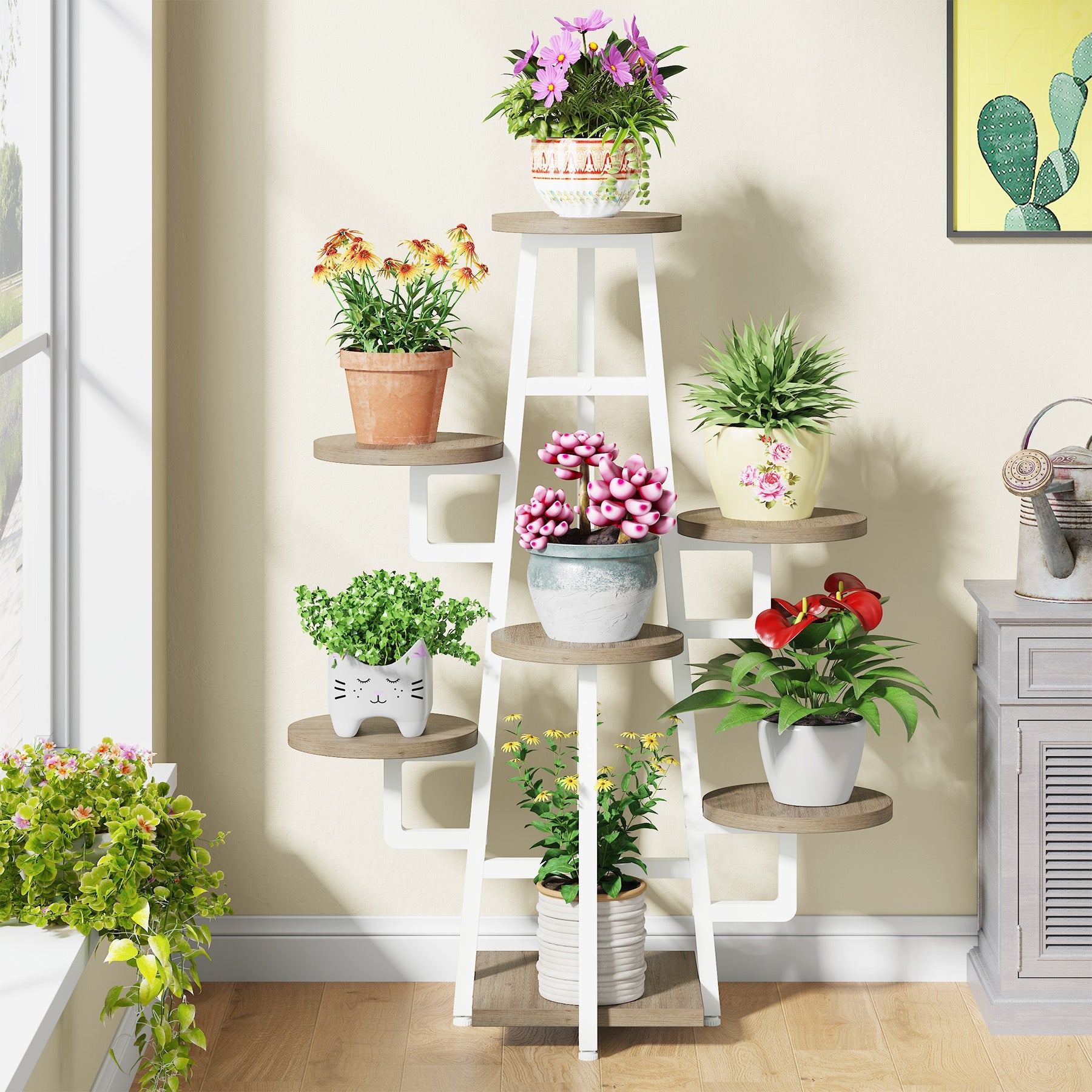 7-Tier Plant Stand, 110 cm Plant Pots Holder Rack Flower Stand