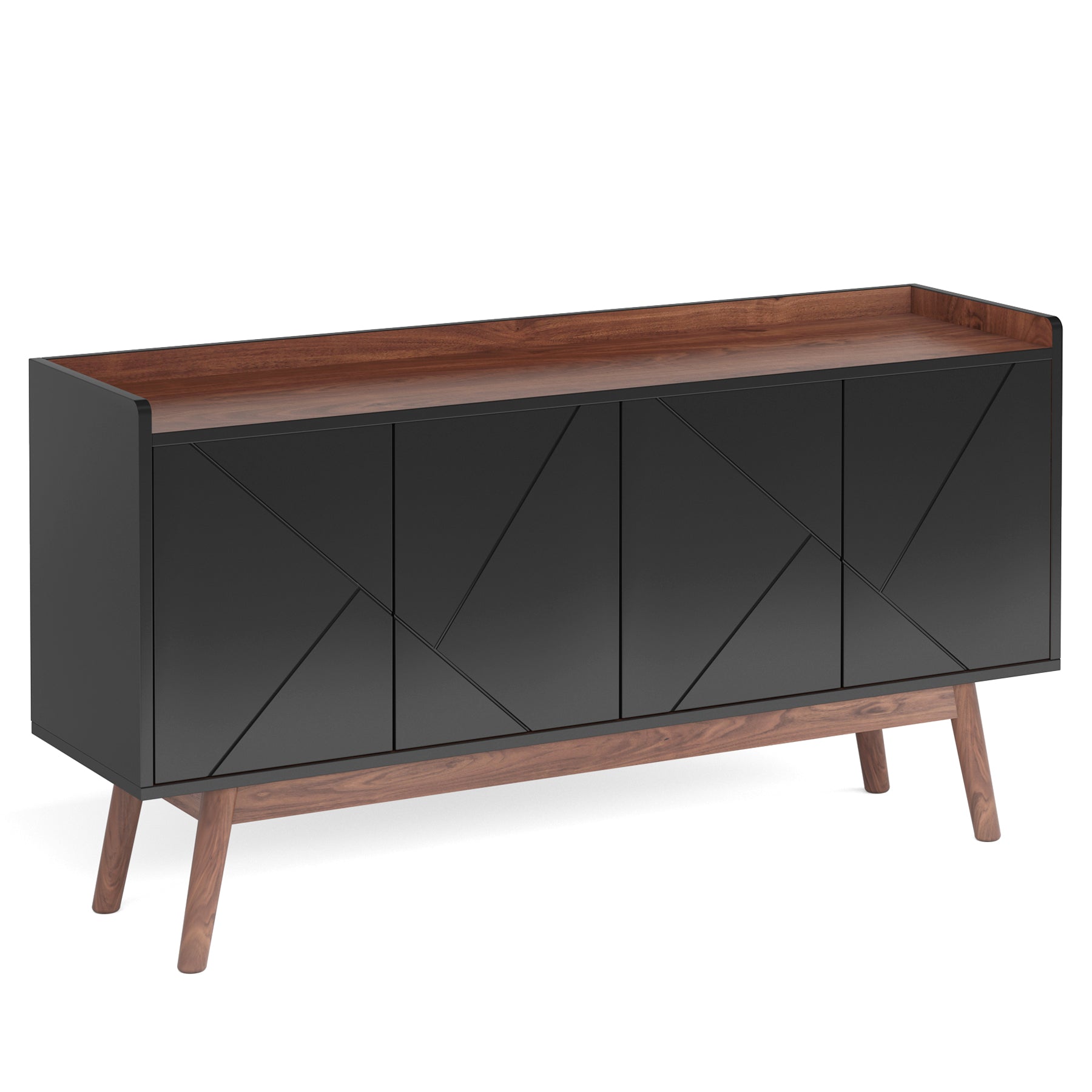 140 cm Sideboard Buffet, Wood Credenza Kitchen Buffet Cabinet with Doors