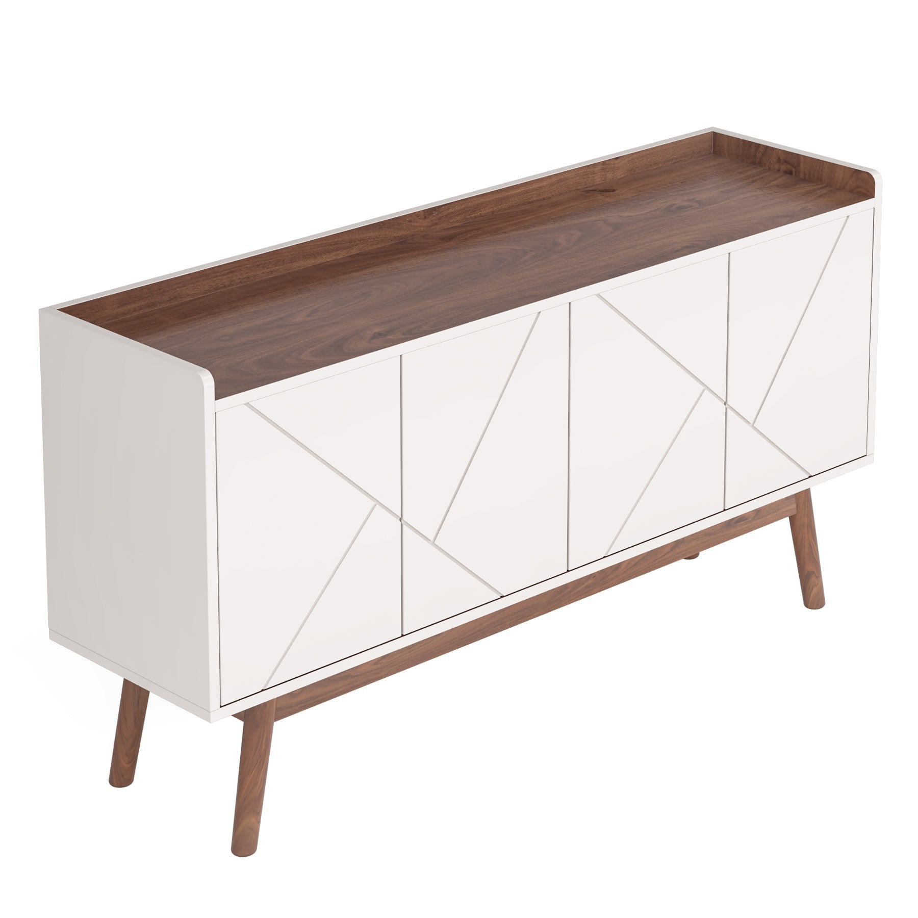 140 cm Sideboard Buffet, Wood Credenza Kitchen Buffet Cabinet with Doors