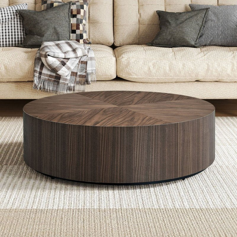 88cm Round Coffee Tables for Living Room, Modern Minimalist Side Tables Accent End Table Drum Center Table for Apartment, Office