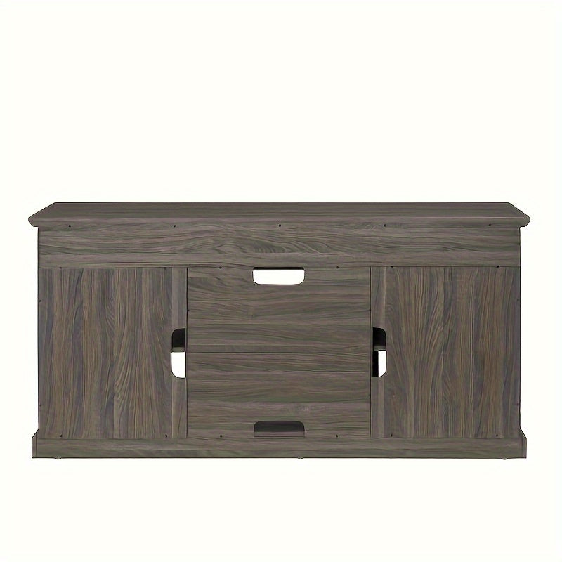 Modern TV Stand Media Stand Modern Entertainment Console For TV Up To 65" With Open And Closed Storage Space, Dark Walnut/Black, 60"W*15.75"D*29"H