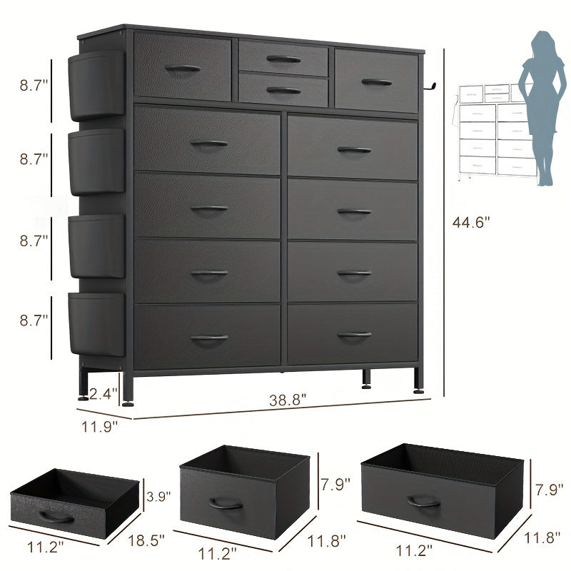 12 Drawer Dresser - Fabric Storage Tower, Organizer Unit For Bedroom, Living Room, Hallway, Closets - Sturdy Steel Frame, Wooden Top & Easy Pull Fabric Bins