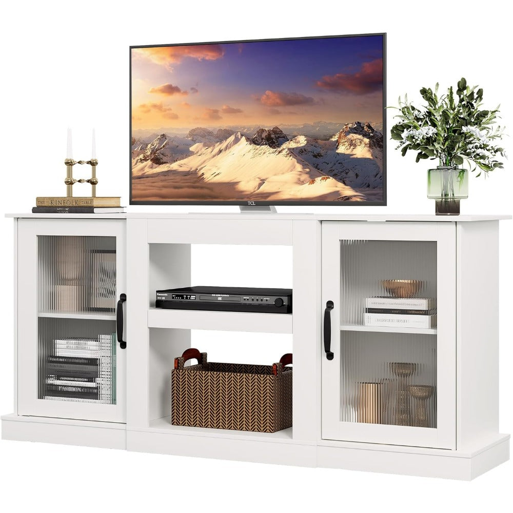 Retro Stable TV Stand for 165cm TV, Cabin TV Console Cabinet with Storage, Open Storage Rack Entertainment Center for Living Room and Backyard