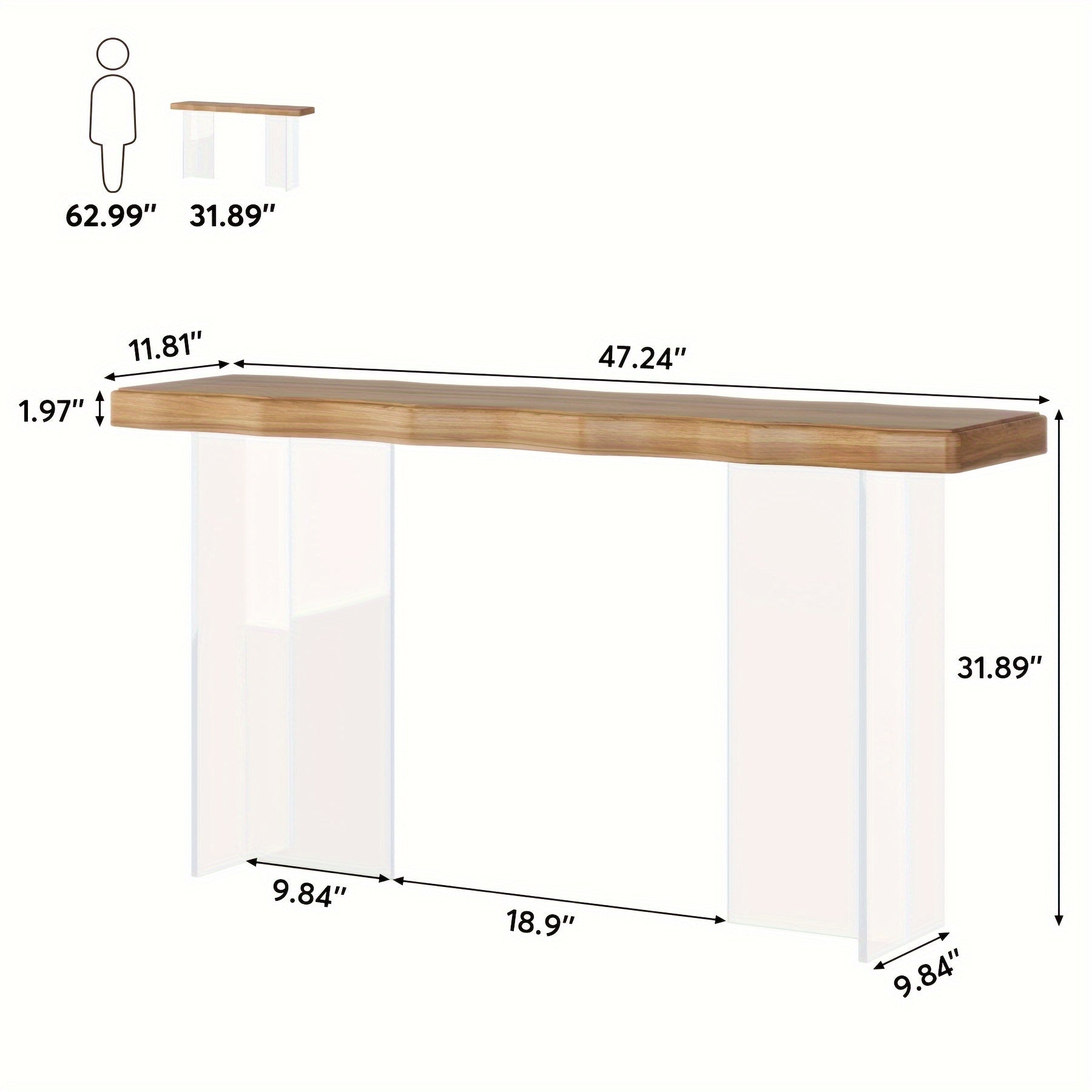 Modern Acrylic Entrance Table, Transparent Narrow Sofa Table, Suitable for Multifunctional Decorative Tables in Living Rooms, Corridors, and Lobbies, Easy to Assemble, Uniquely Designed Furniture, Perfect Christmas Gift