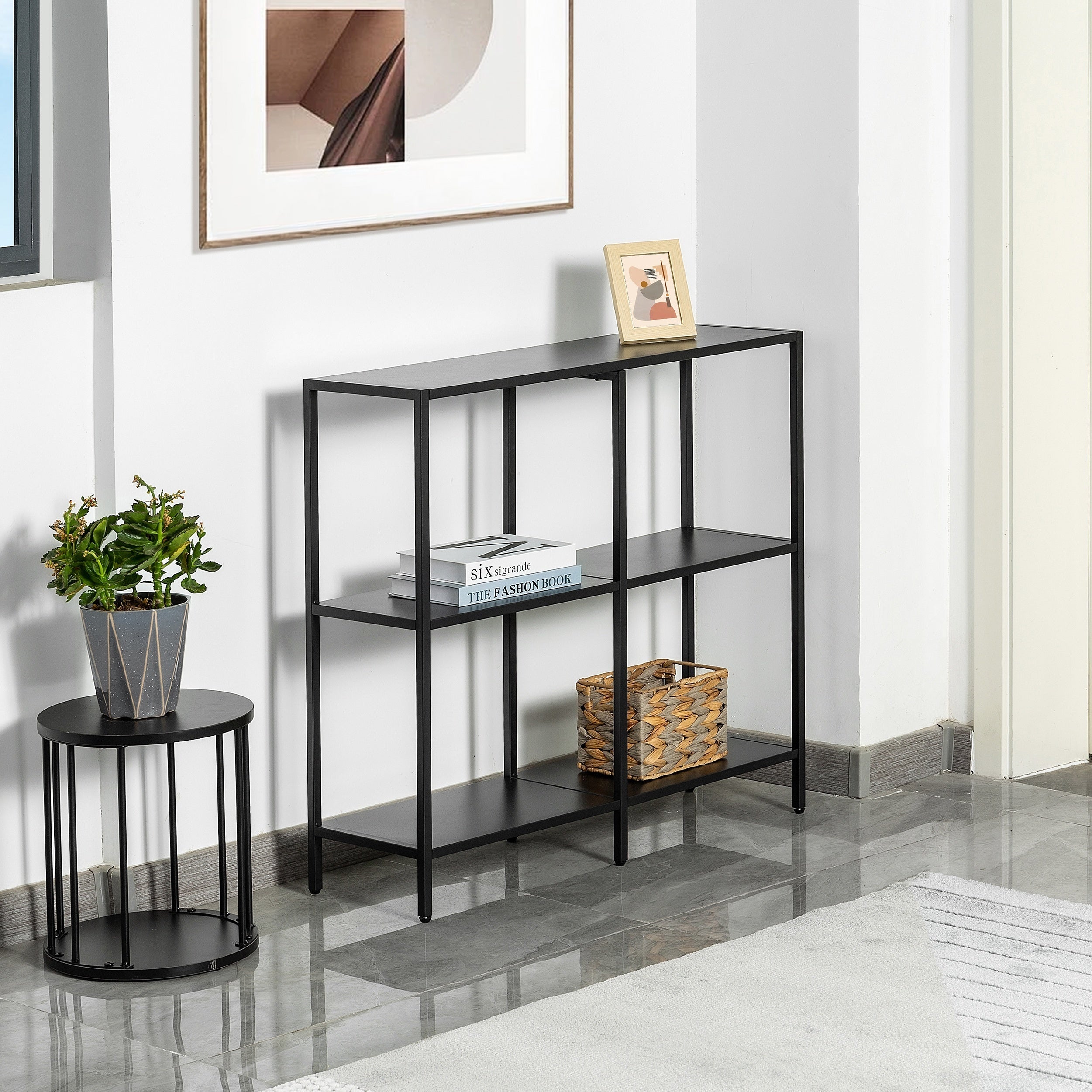 Chic 3-Tier Metal Console Table with Storage Shelves - Modern Style, White, Easy to Assemble, Perfect for Entryway, Living Room, Bedroom - Sleek Design with Decorative Top Display, Display Shelving | Modern Console Table | Open Style (cm)