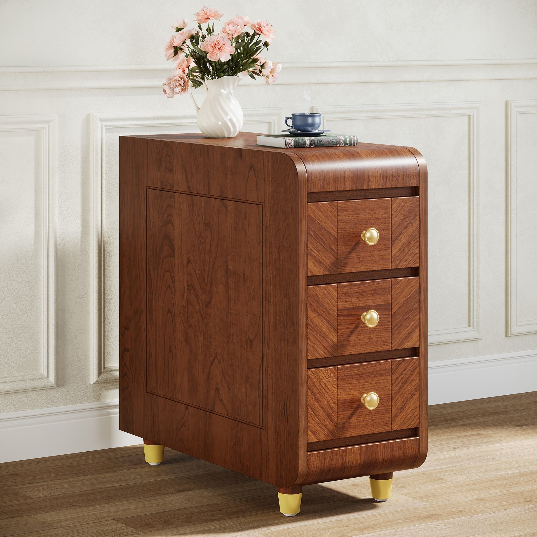 3-Drawer End Table, Small Classic Sofa Side table Bedside Table