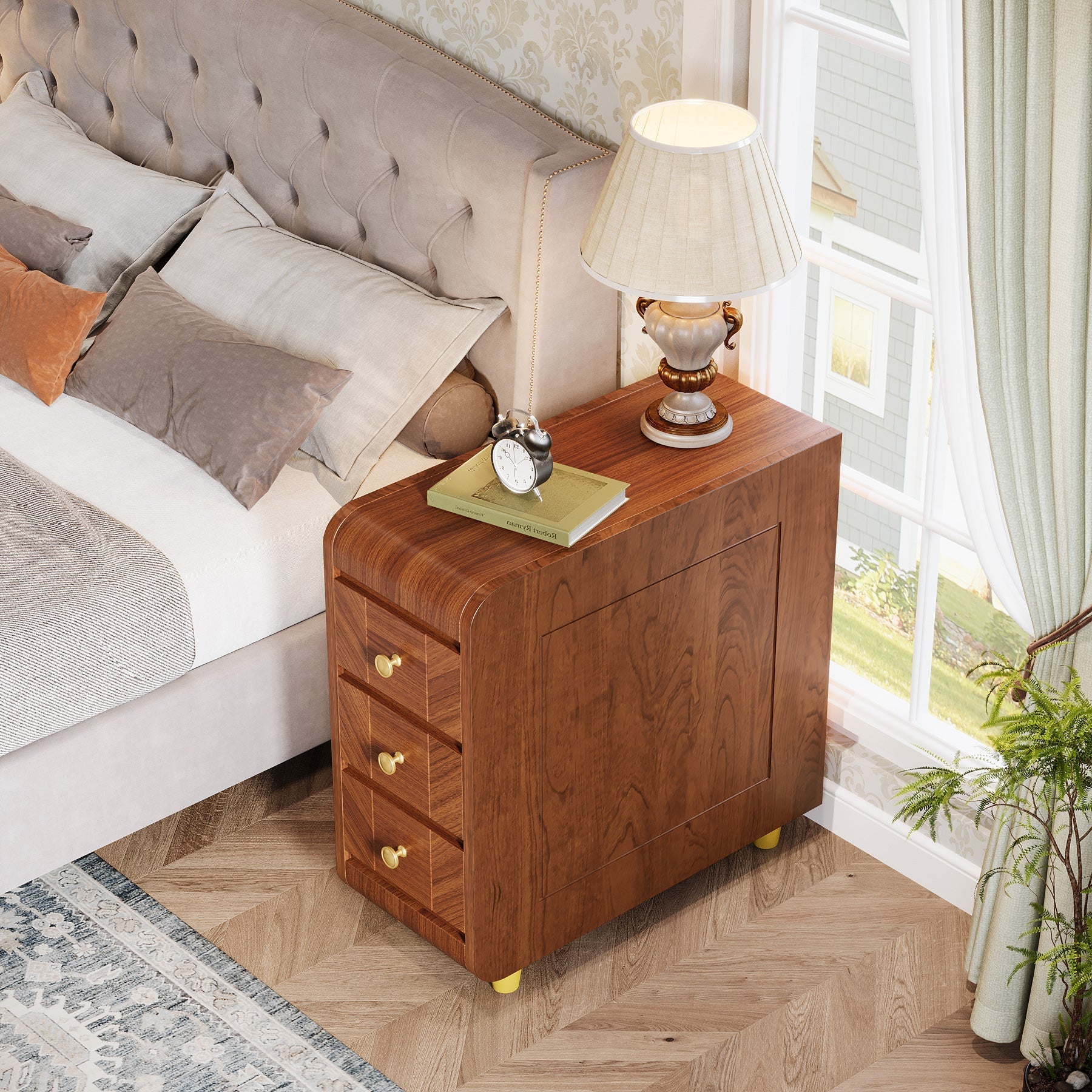 3-Drawer End Table, Small Classic Sofa Side table Bedside Table