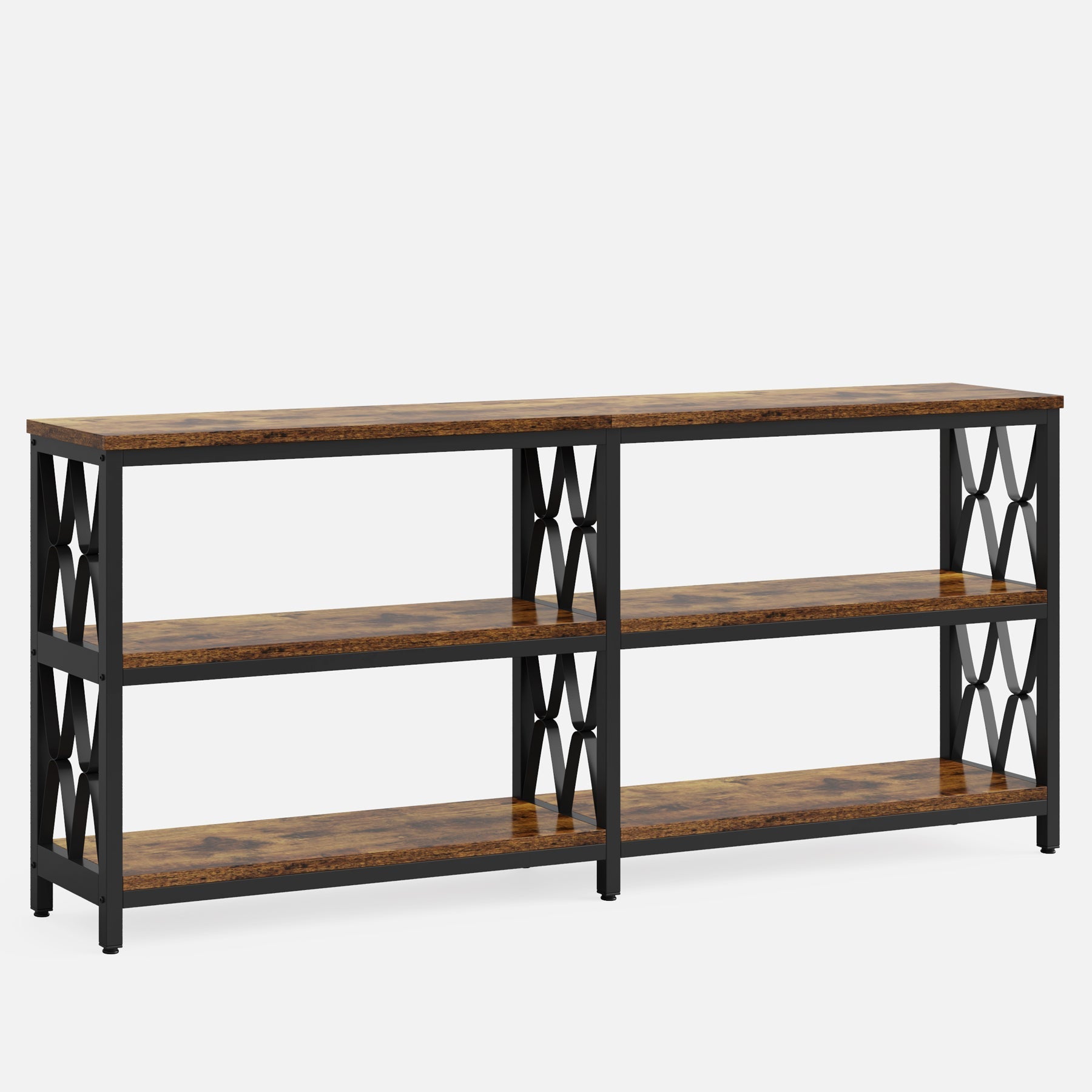 3-Tier Console Table, 180 cm Industrial Sofa Foyer Table for Living Room