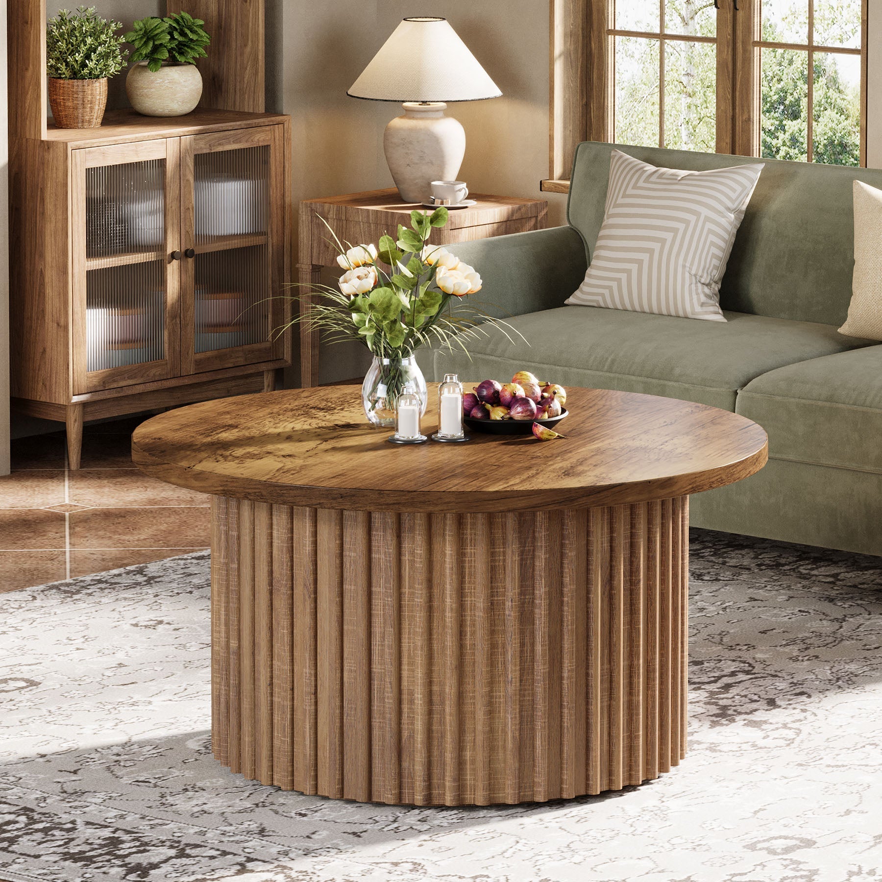 80 cm Coffee Table, Farmhouse Circle Center Table Sofa Side Table