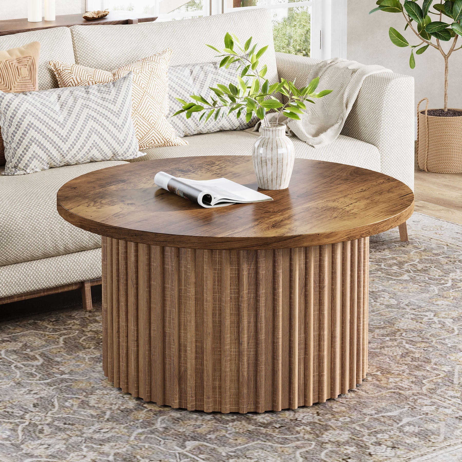 80 cm Coffee Table, Farmhouse Circle Center Table Sofa Side Table