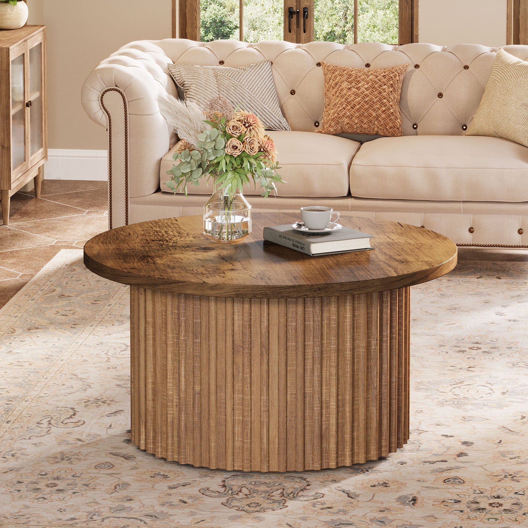 80 cm Coffee Table, Farmhouse Circle Center Table Sofa Side Table