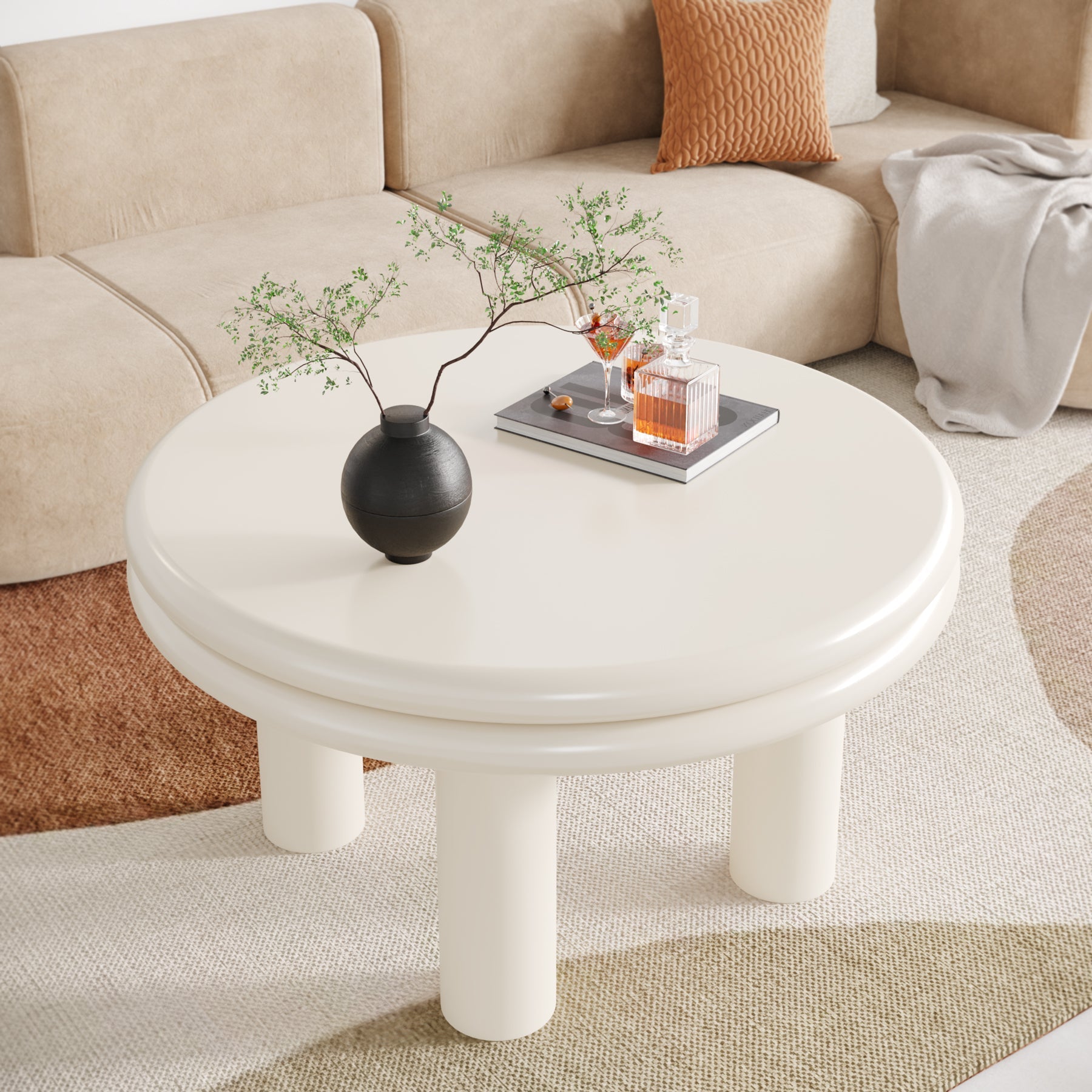 80 cm Coffee Table, Round Center Table Indoor Tea Table