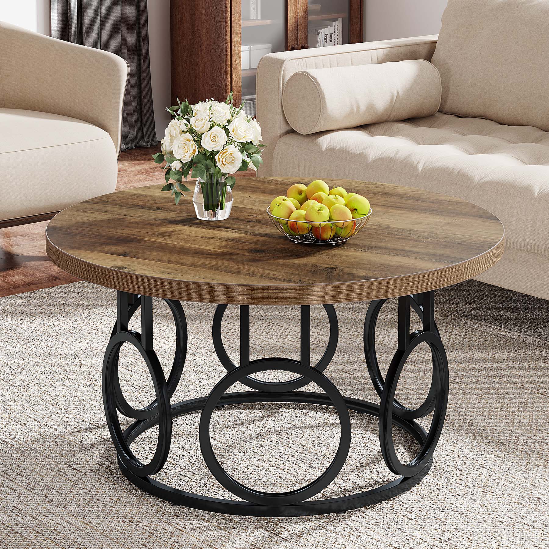 80 cm Coffee Table, Rustic Center Table Snack Table