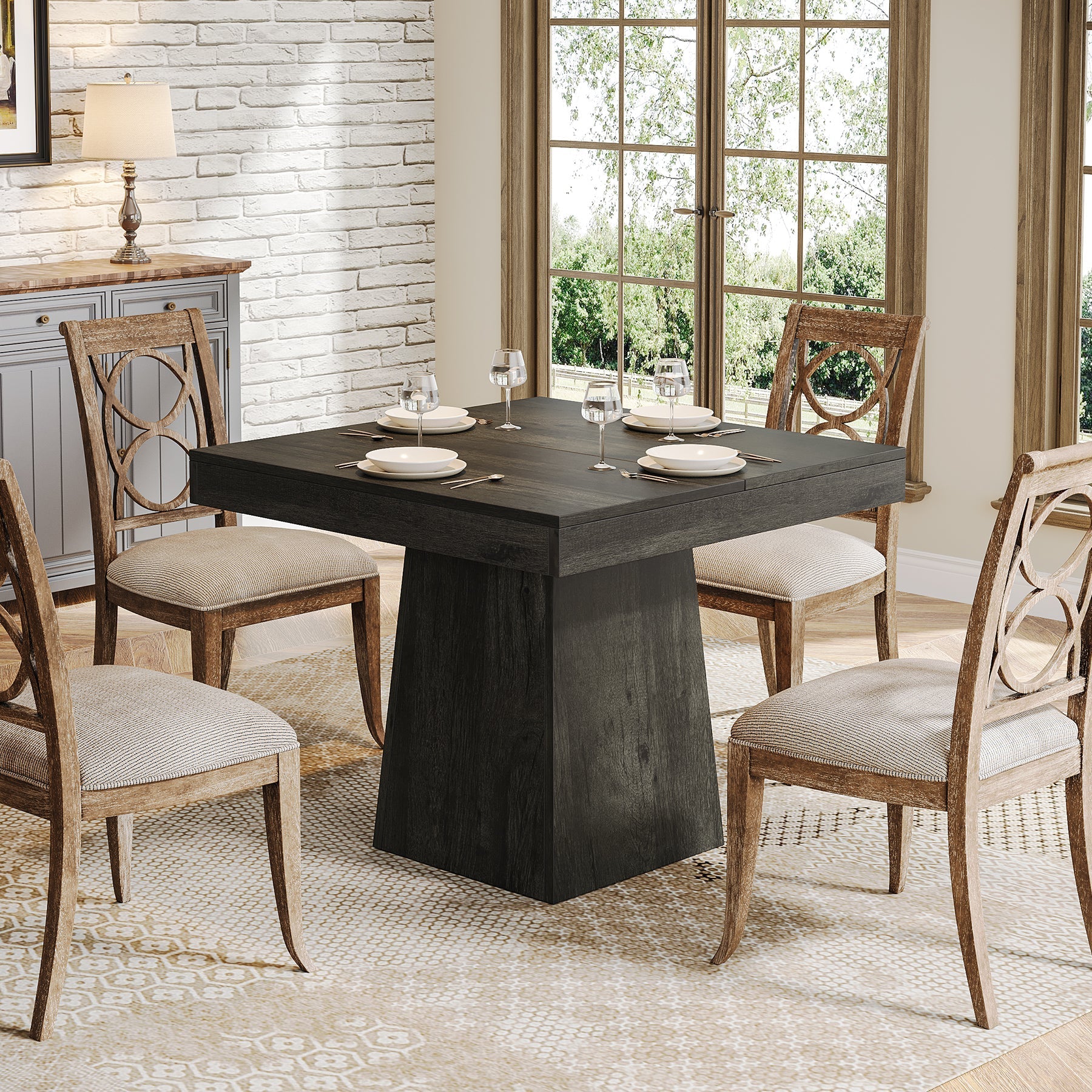 80 cm Dining Table, Square Farmhouse Kitchen Table Dinner Table