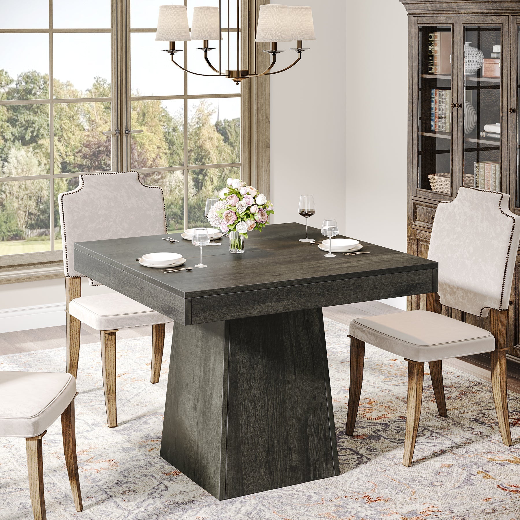 80 cm Dining Table, Square Farmhouse Kitchen Table Dinner Table