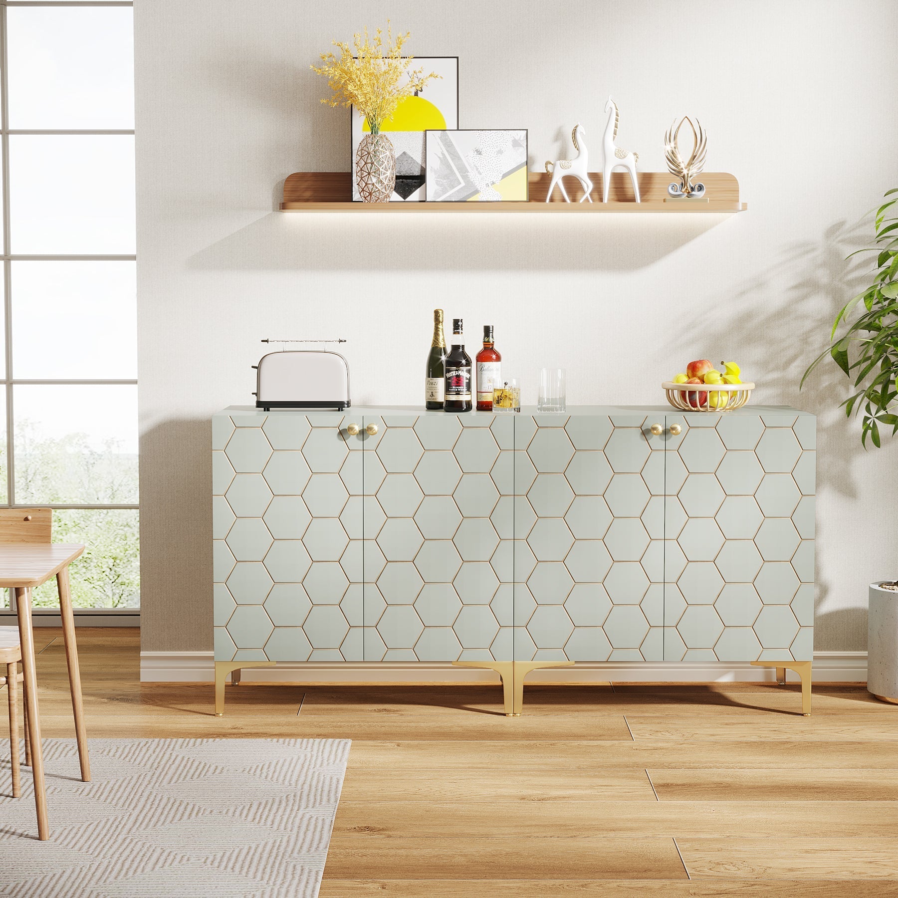 80 cm Sideboard Buffet Set of 2, Modern Storage Cabinet with Doors