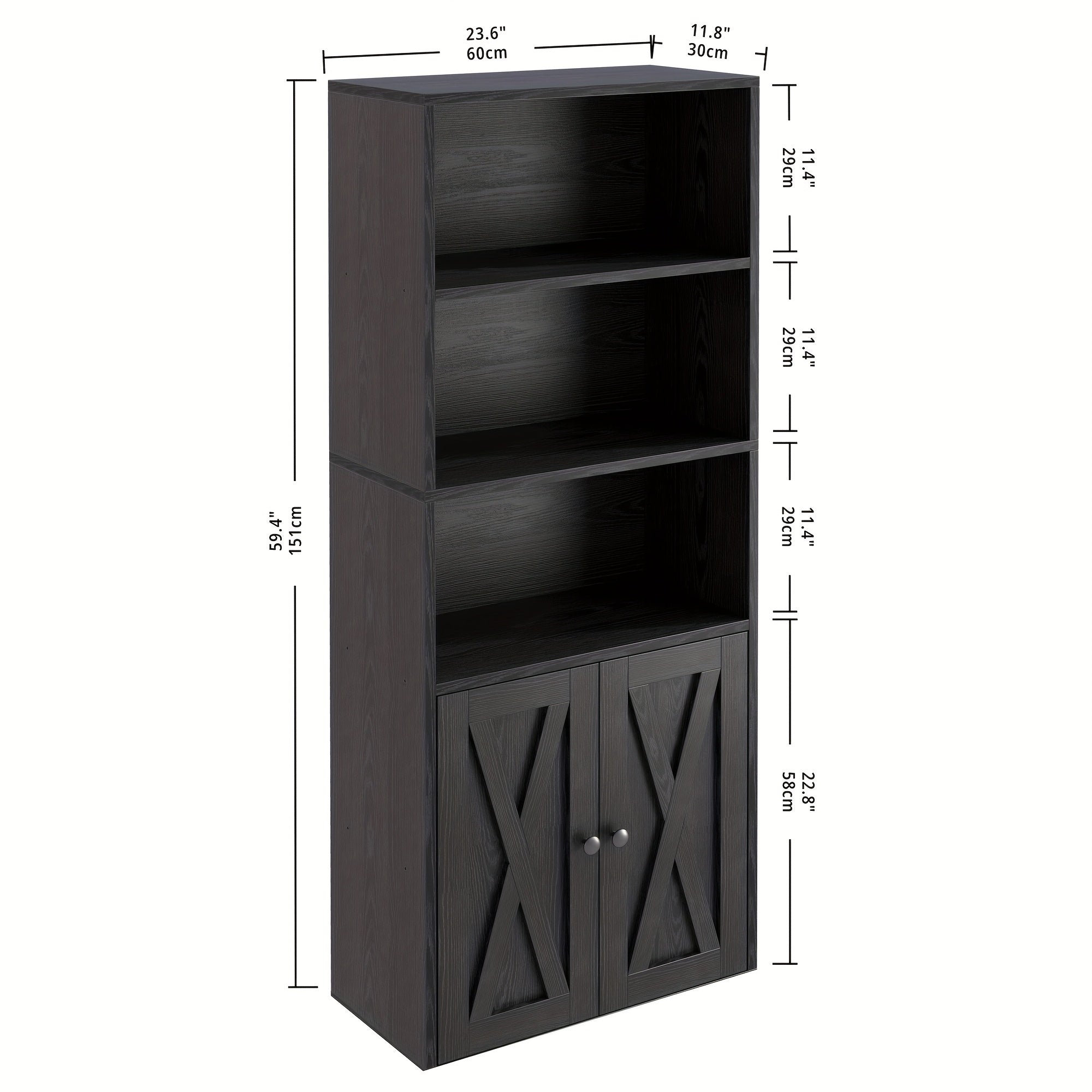 Industrial Bookshelves And Bookcases With Doors 11.8 In Depth Floor Standing 5 Shelf Display Storage Shelves Bookcase Home Decor Furniture For Home, Office, Living Room, Bedroom