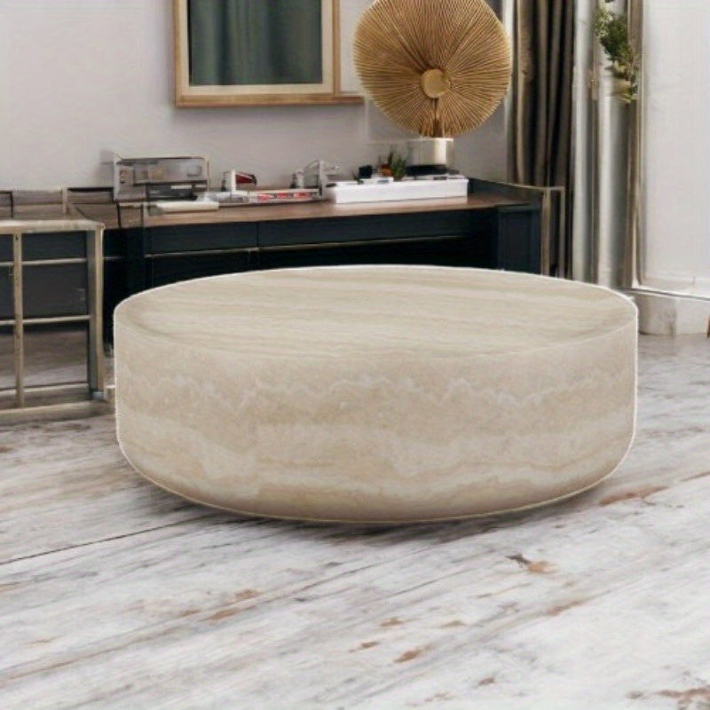 Round Faux Pattern Coffee Table - No Assembly Required - Ideal for Living Room & Tea Time - Stylish & Durable