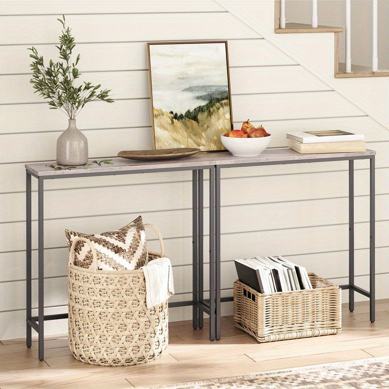 Narrow Console Table, 75 cm Small Entryway Table, Thin Sofa Table, Side Table, Display Table for Hallway, Bedroom, Living Room, Foyer, Greige and Black, Black, White and Golden