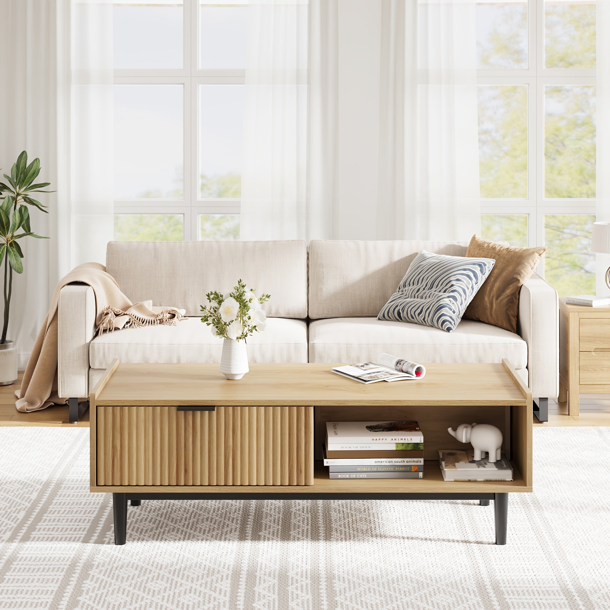 Wavy Coffee Table In Wood Color