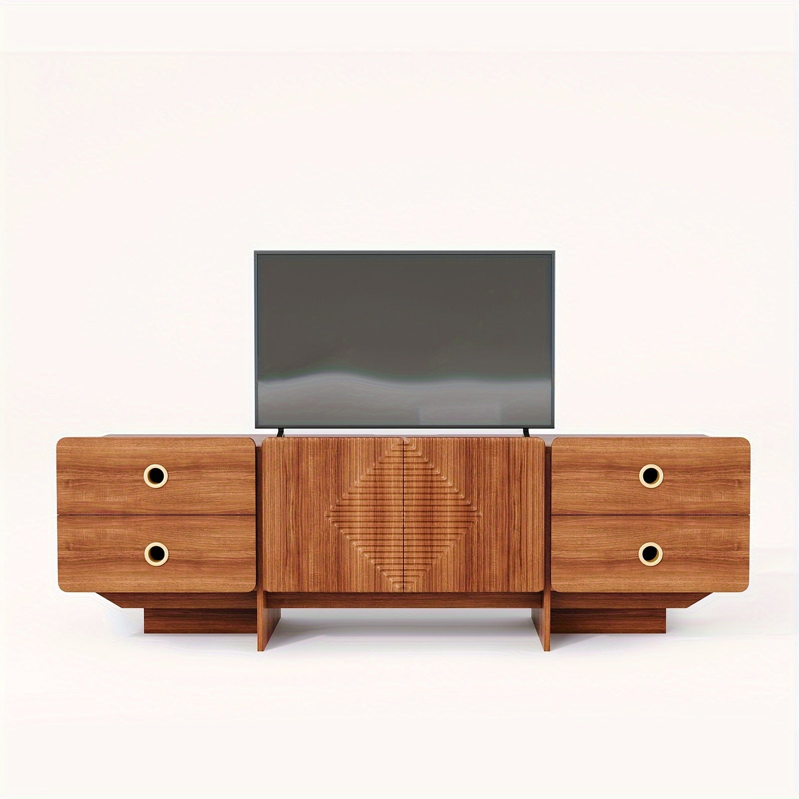 TV Stand for 191cm+ TV, Mid Century Modern Entertainment Center with 4 Drawers, Storage Cabinet, Large Boho Media TV Console, 66 inch Long Television Stand for Living Room