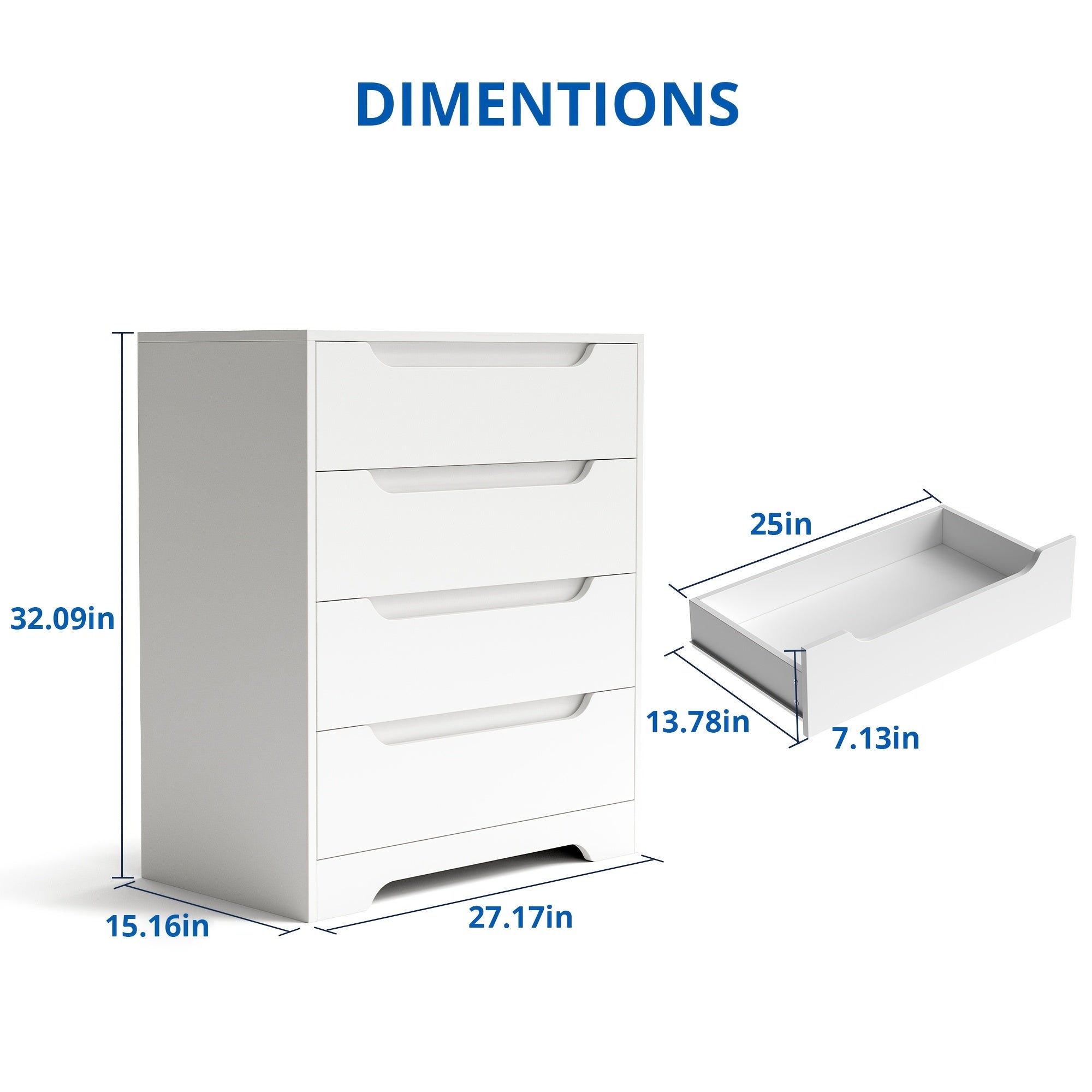 4-Drawer Wooden Storage Dresser Chest, Modern Solid Wood Storage Organizer With Drawers, File Cabinet Organizer For Under Desk, Home Office, Sturdy, Space-Saving, And Easy To Assemble, White&Black