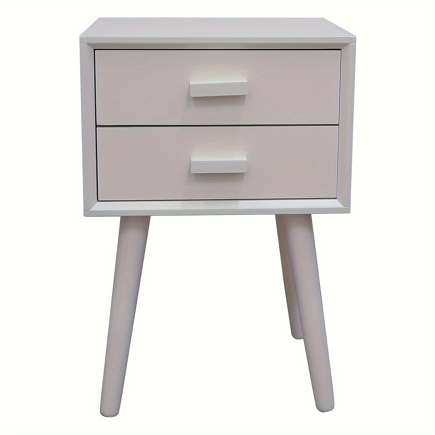 Solid Wood Nightstand Mid-Century Modern Bedside Table with 2 Storage Drawer Small Solid Wood Frame Side End Table for Bedroom Living Room