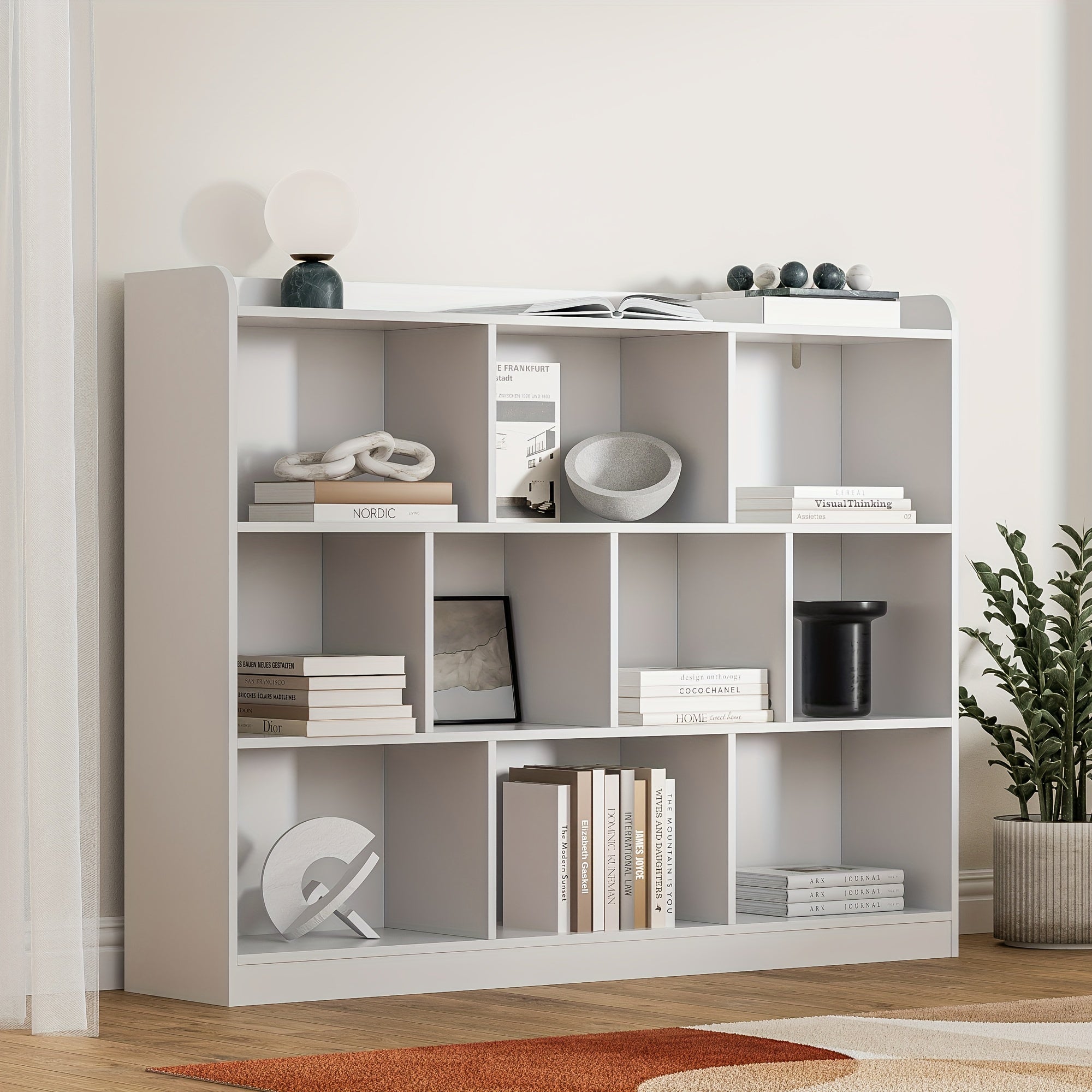 Cube Bookshelf, Bookshelf with 3 Open Shelves, 10 Cubes Minimalist Storage Rack, Suitable for Living Room, Office