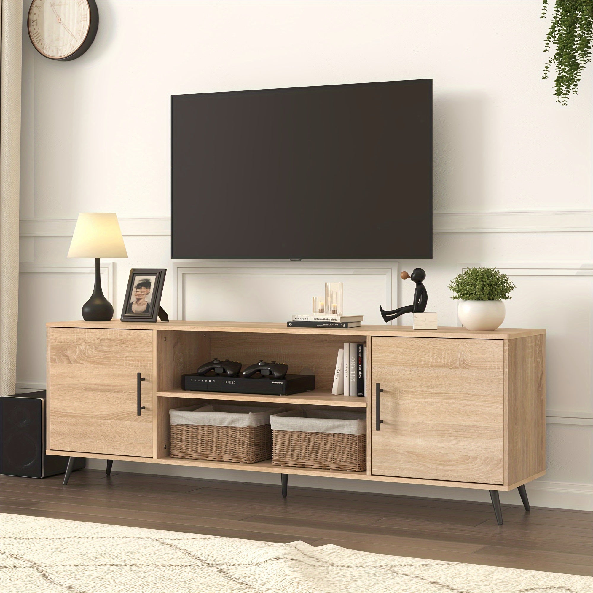 178cm Modern TV Stand For 203cm TV, Wood TV Stand With Storage, Entertainment Center For Living Room Bedroom, TV Media Console