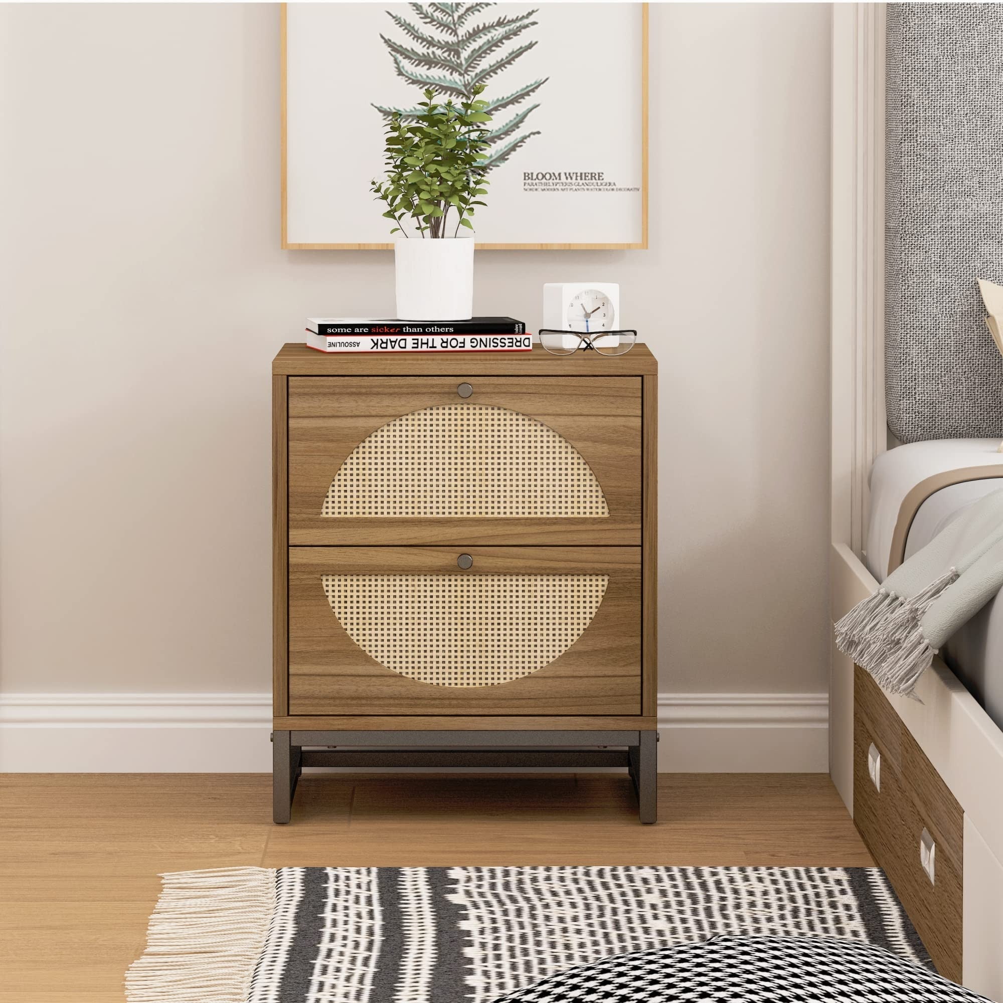 Charming Farmhouse-Style Nightstand with 2 Drawers and Storage Cabinet – Ideal for Small Spaces, Living Room, and Bedroom