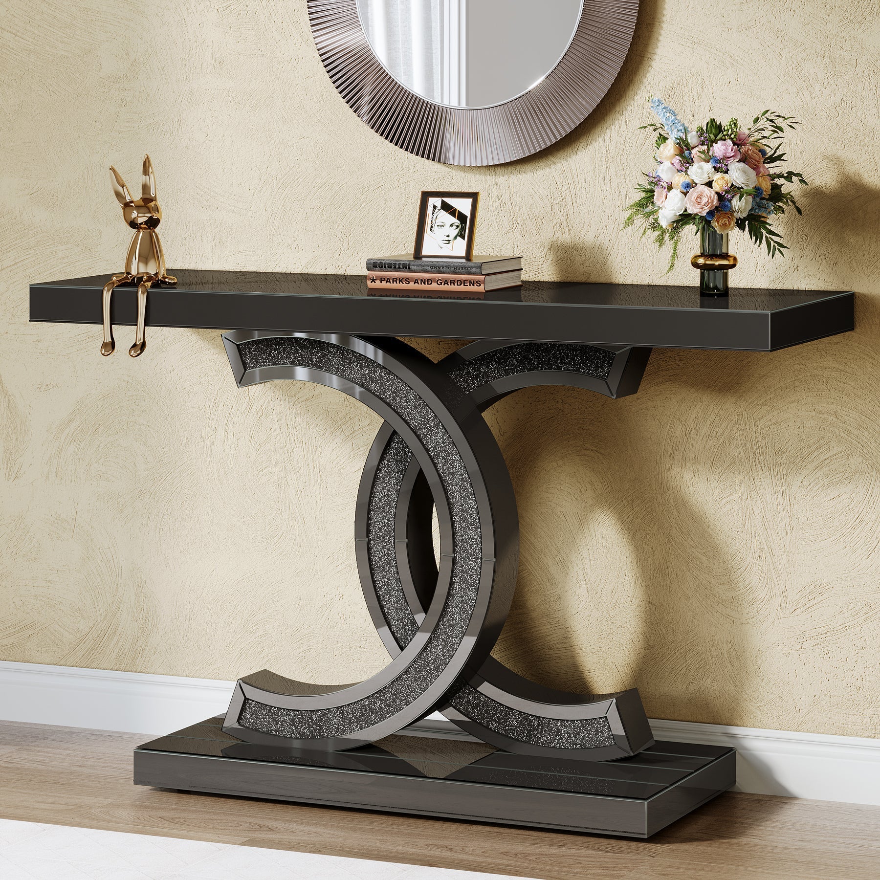 99 cm Console Table, Modern Mirrored Sofa Table Hallway Table