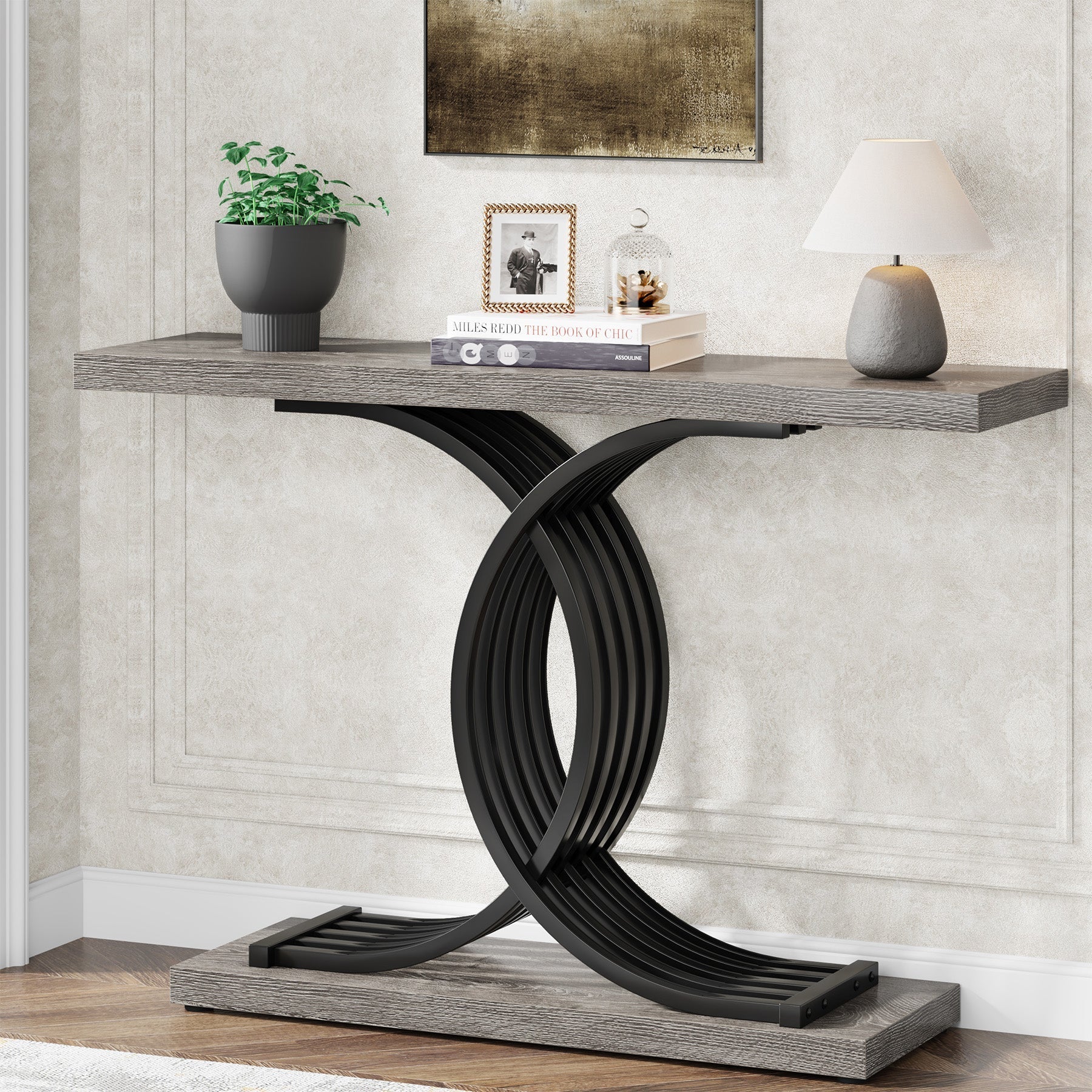 99 cm Console Table, Narrow Faux Marble Entryway Hallway Sofa Table