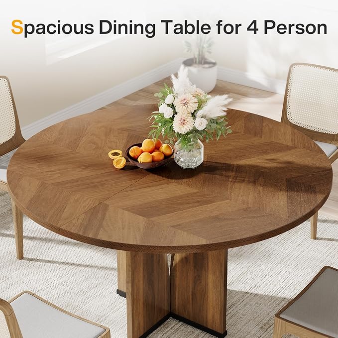 99 cm Wood Dining Table, Farmhouse Kitchen Table for 4 People