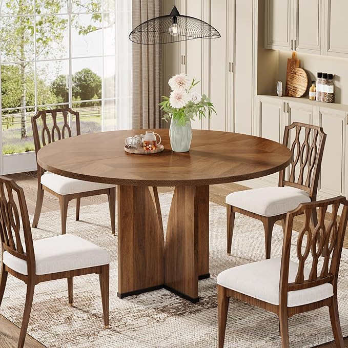 99 cm Wood Dining Table, Farmhouse Kitchen Table for 4 People