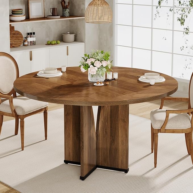 99 cm Wood Dining Table, Farmhouse Kitchen Table for 4 People