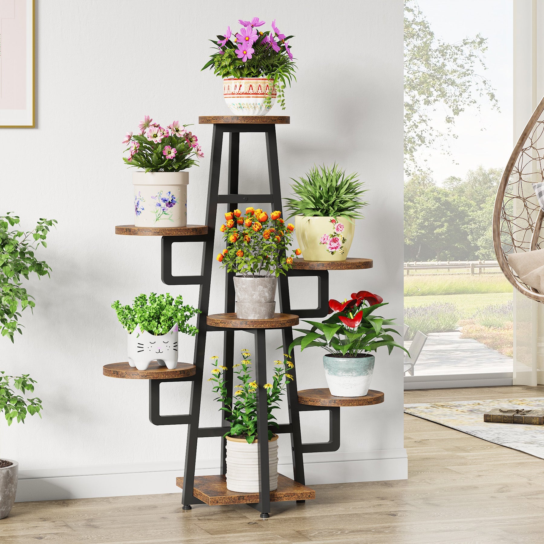 7-Tier Plant Stand, 110 cm Plant Pots Holder Rack Flower Stand