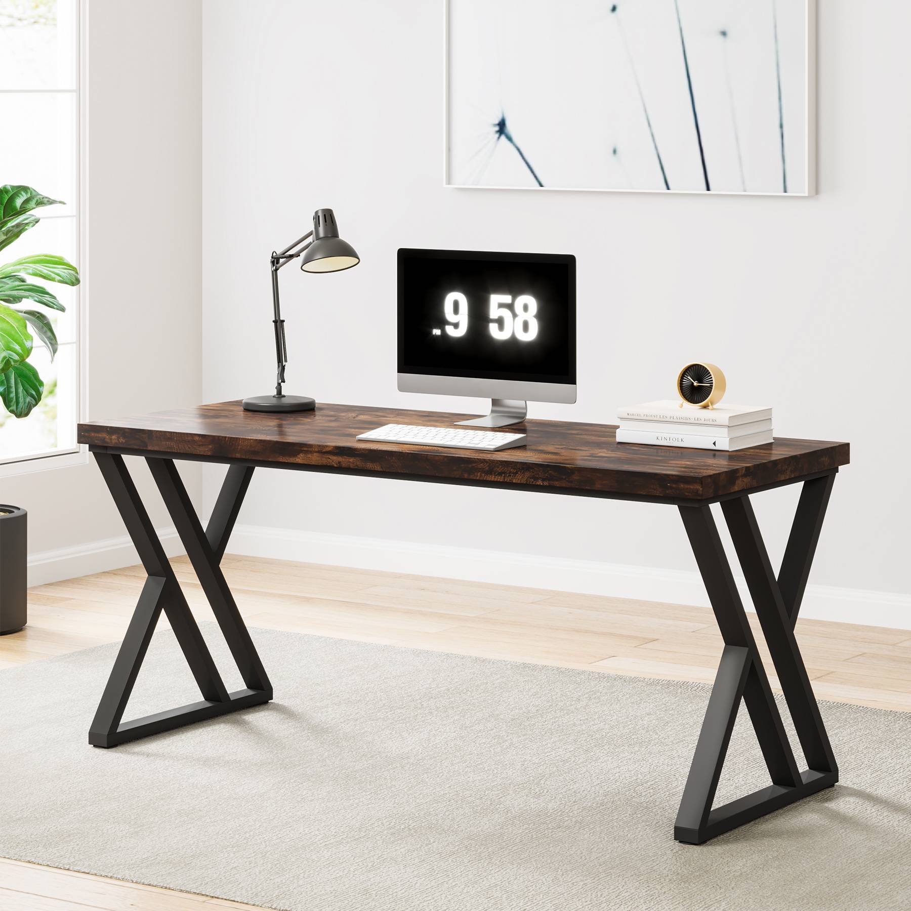 Heavy-Duty Computer Desk, 140 cm Simple Study Desk Writing Table