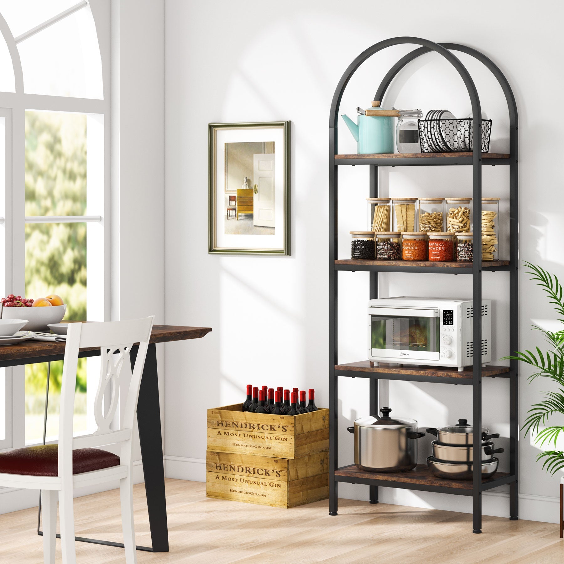 4-Tier / 5-Tier Bookshelf, Arched Bookcase Display Rack with Storage Shelves (in cm)