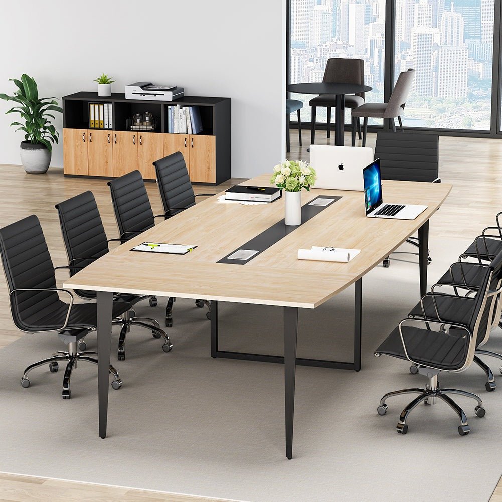 183 cm / 244 cm Conference Table, Modern Boat Shaped Meeting Table