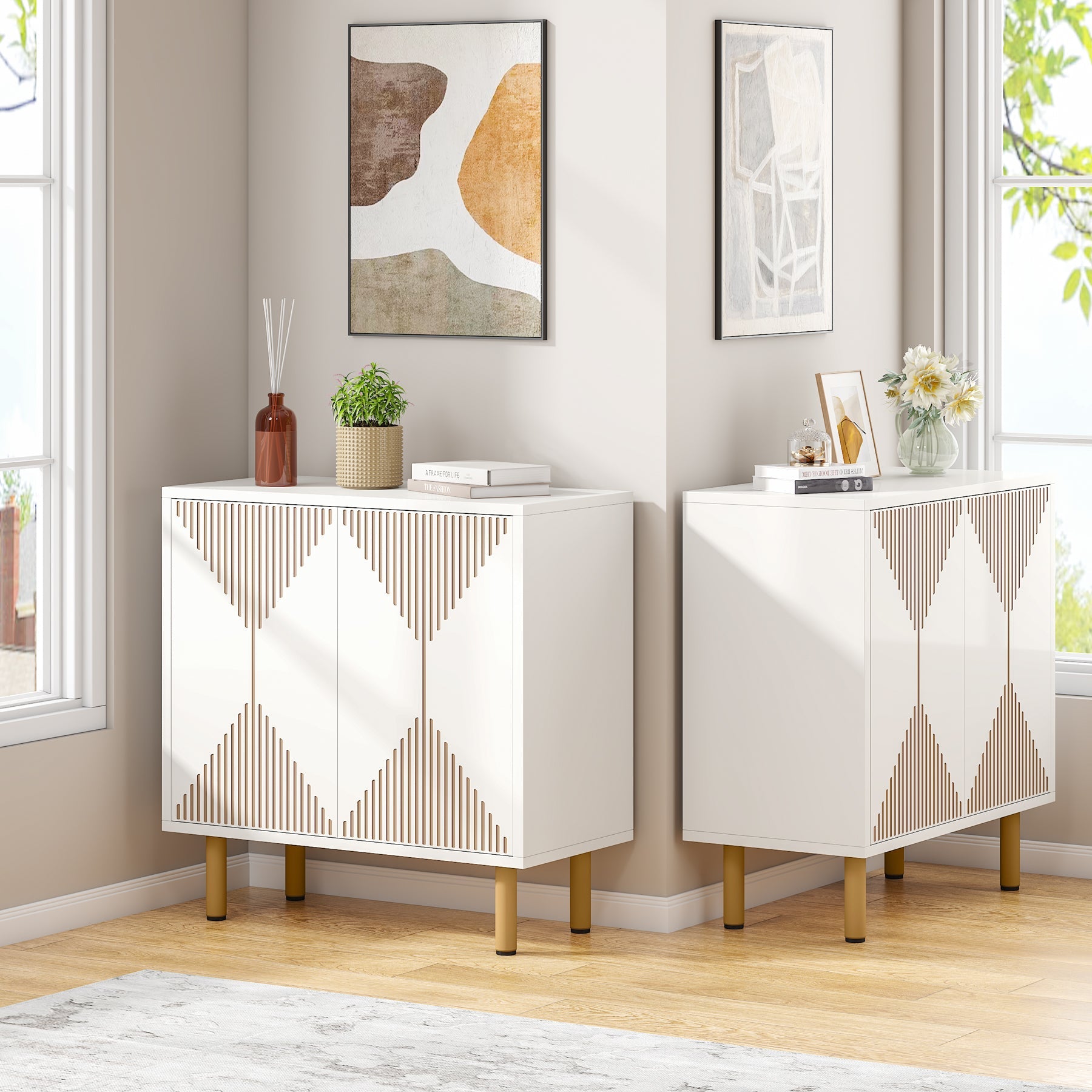 Modern Sideboard Buffet, 150 cm Wood Storage Cabinet with Doors