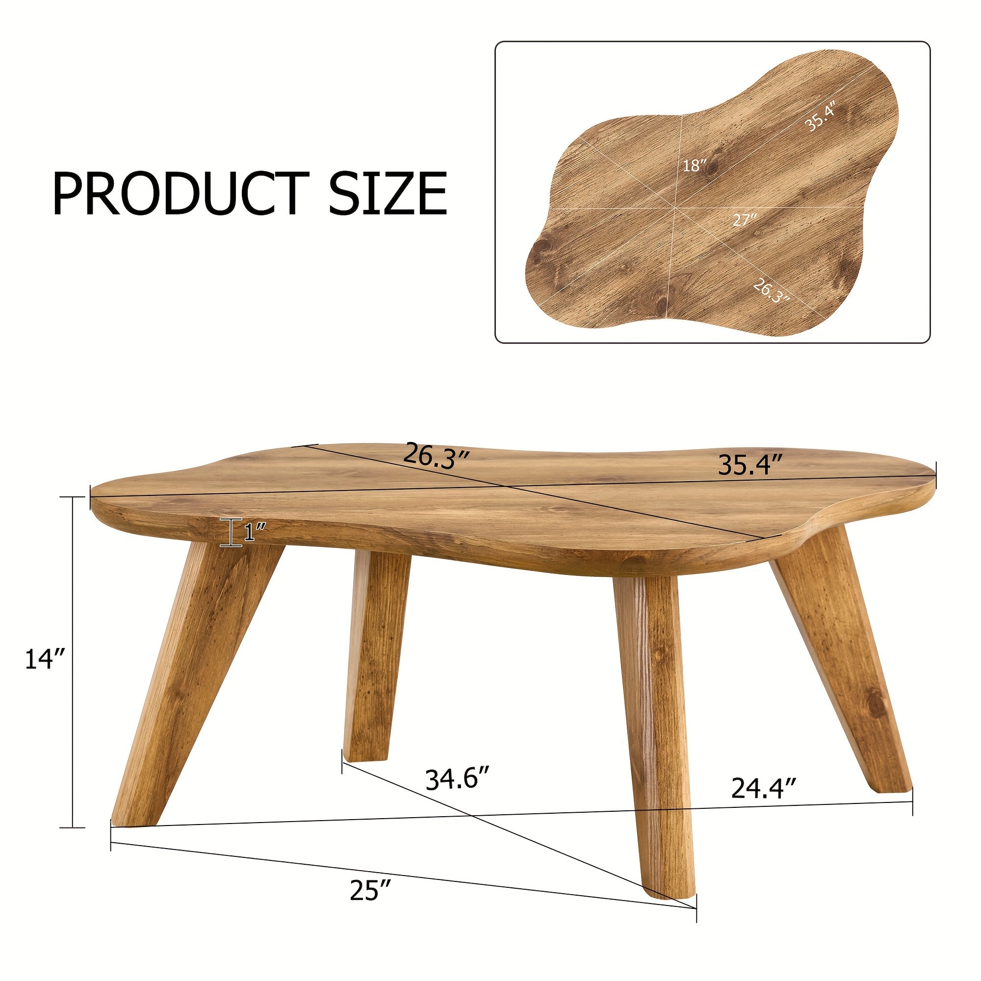 Modern Minimalist Wood Color Table Top. Solid Wood Legs, Cloud Shape To Give You A New Experience, Computer Desk. The Game Table. Suitable For Dining And Living Rooms