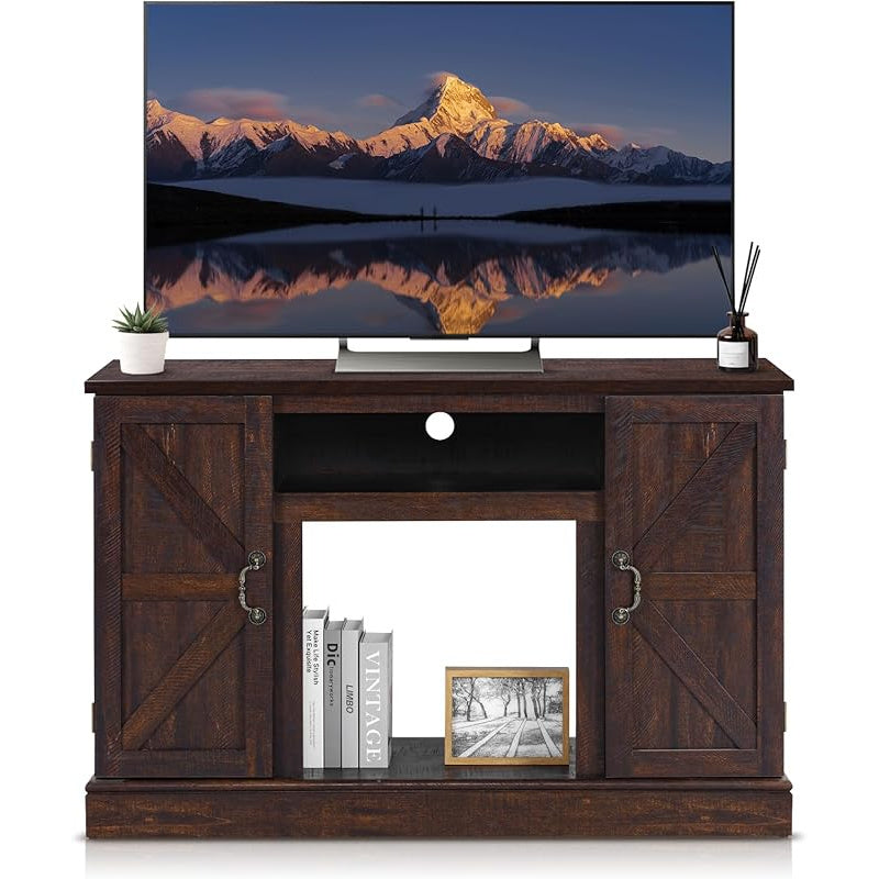 Rustic 120cm TV Stand with Barn Doors - Fits Up to 65" TV, Spacious Storage Cabinet & Media Console for Living Room