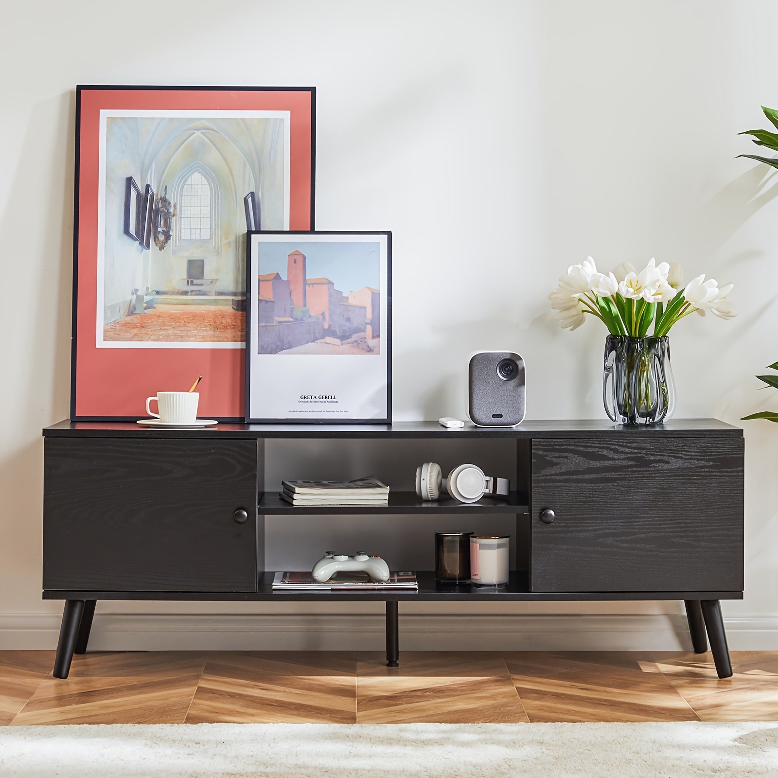 TV Stand With Lift Top Coffee Table Wooden Furniture, Modern Mid Century Entertainment Center With Storage, Media Console Table 2 Cabinet, Soft Hinge, Handle Door, Living Room